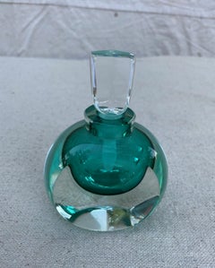 Vintage Teal Art Glass Perfume Bottle