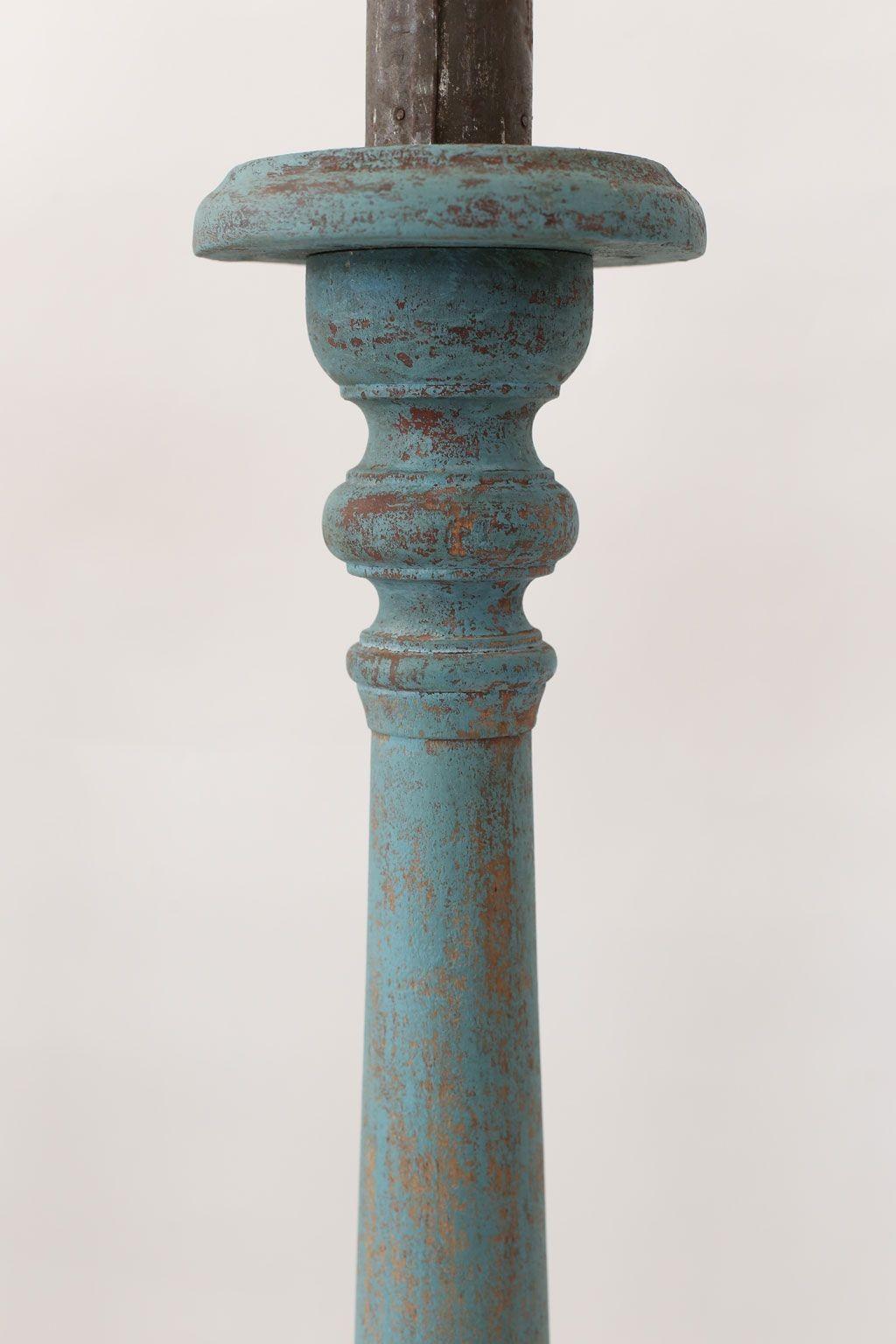 Vintage Teal-Blue Painted Candlestick 3