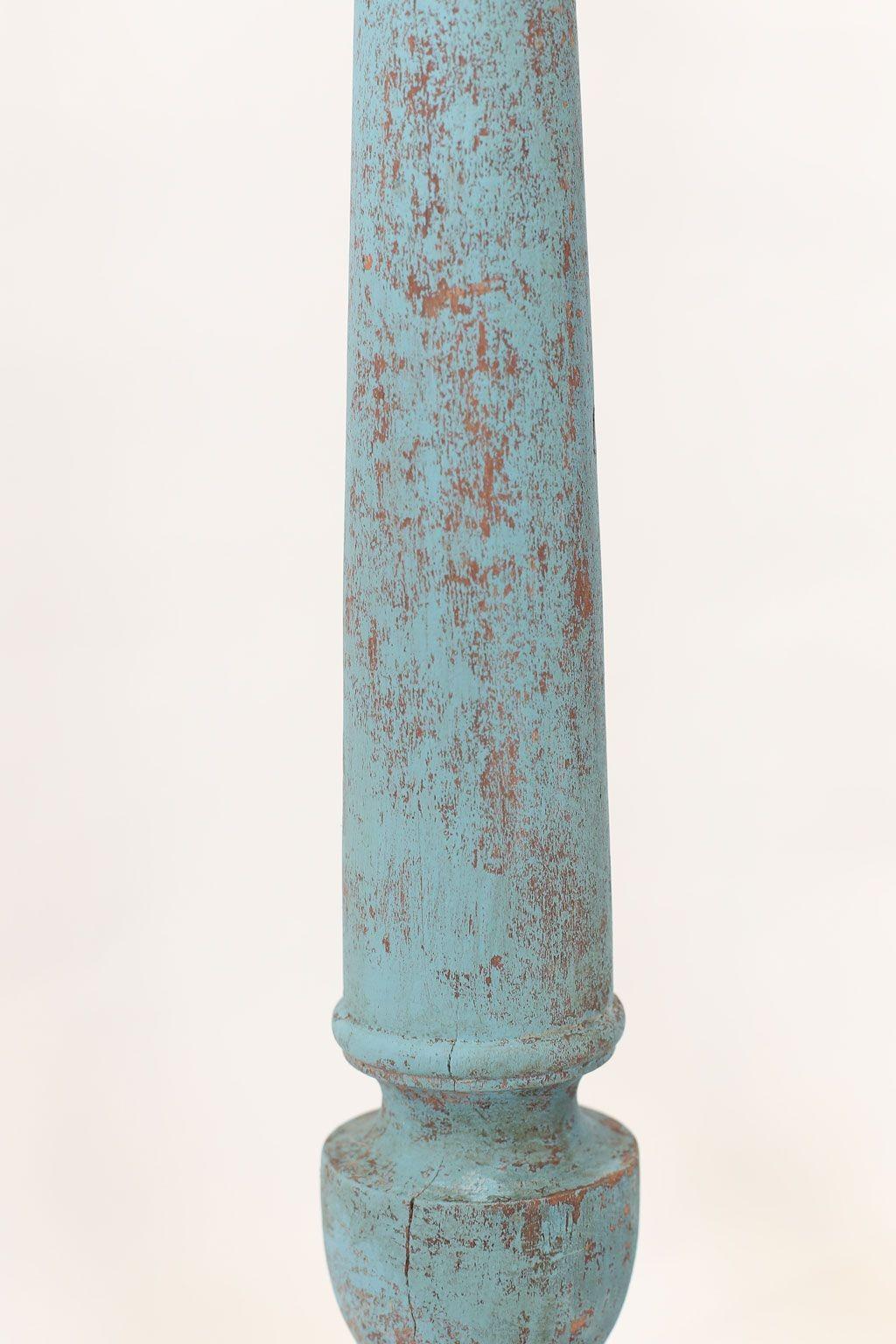 Mid-20th Century Vintage Teal-Blue Painted Candlestick