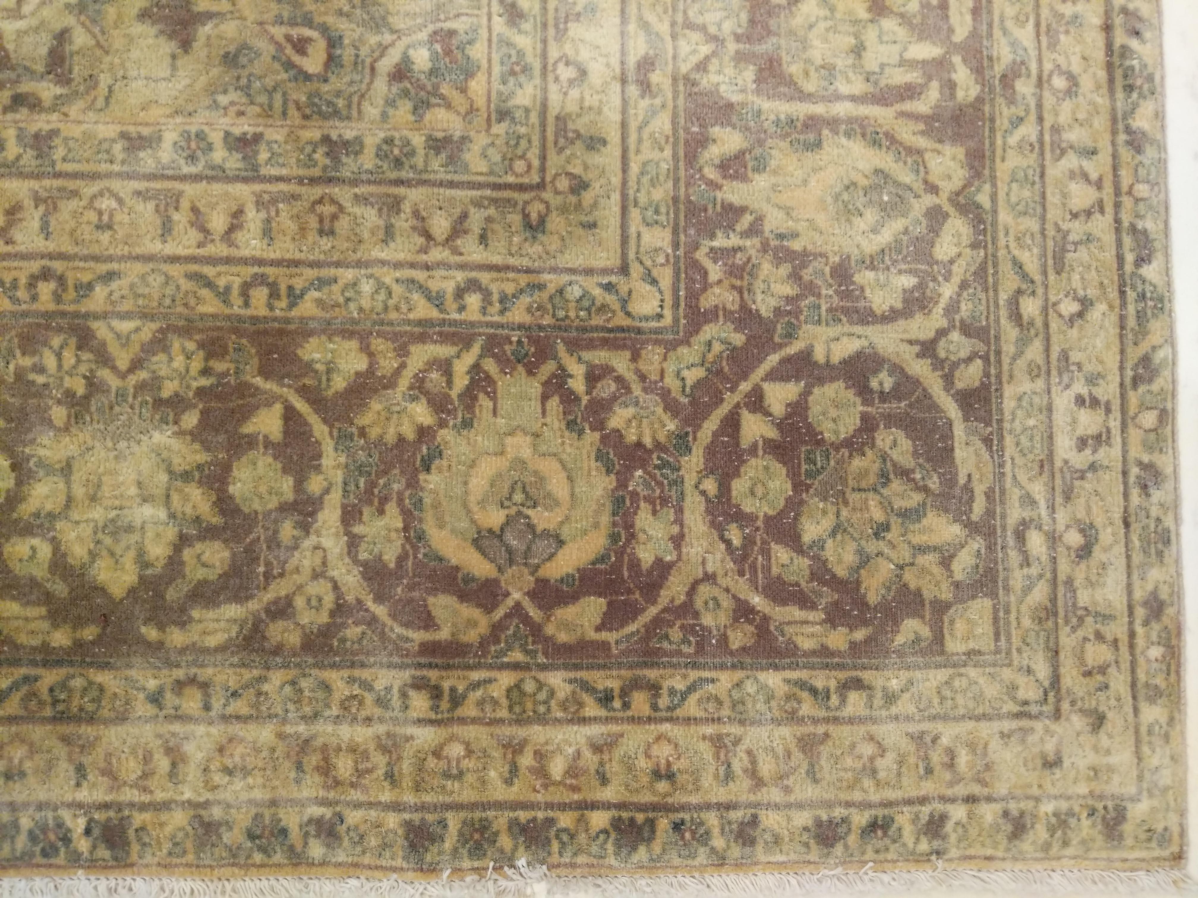 Wool Vintage Teal Colored Sivas Room Sized Rug For Sale