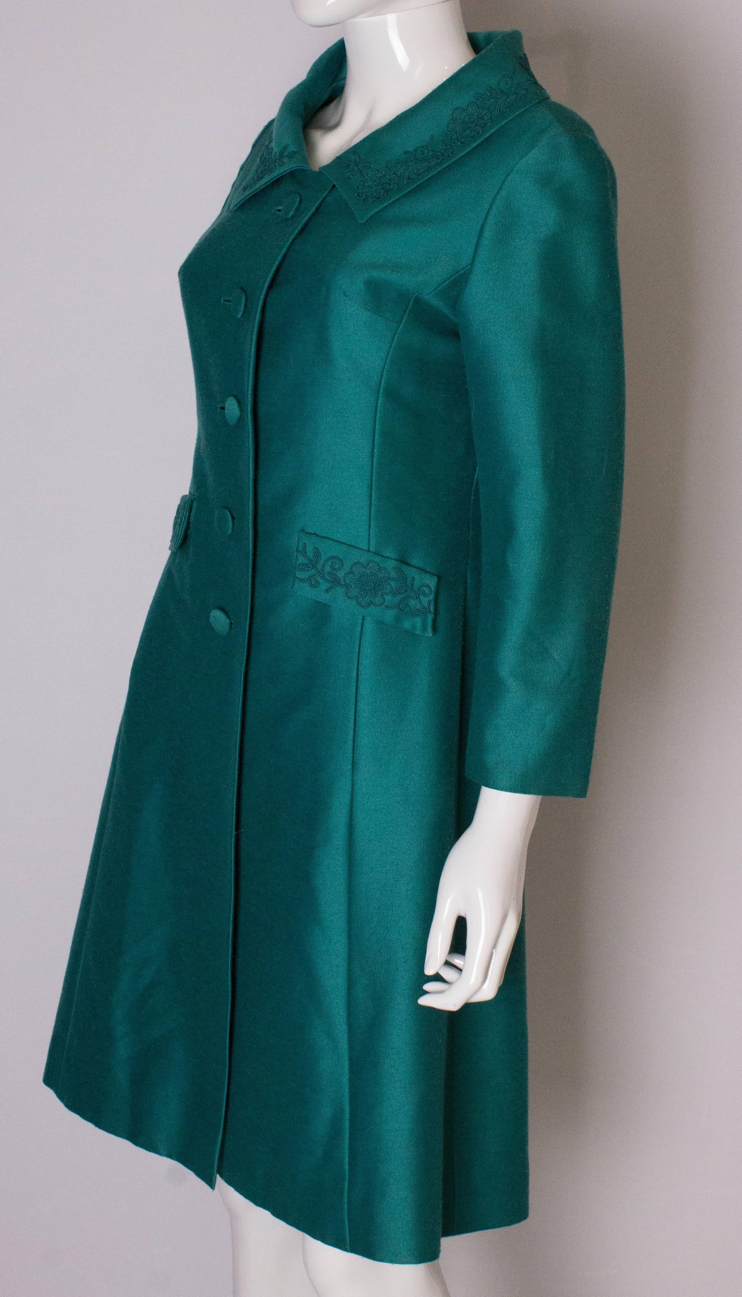 Blue A Vintage 1960s Teal Coloured dress coat /evening jacket