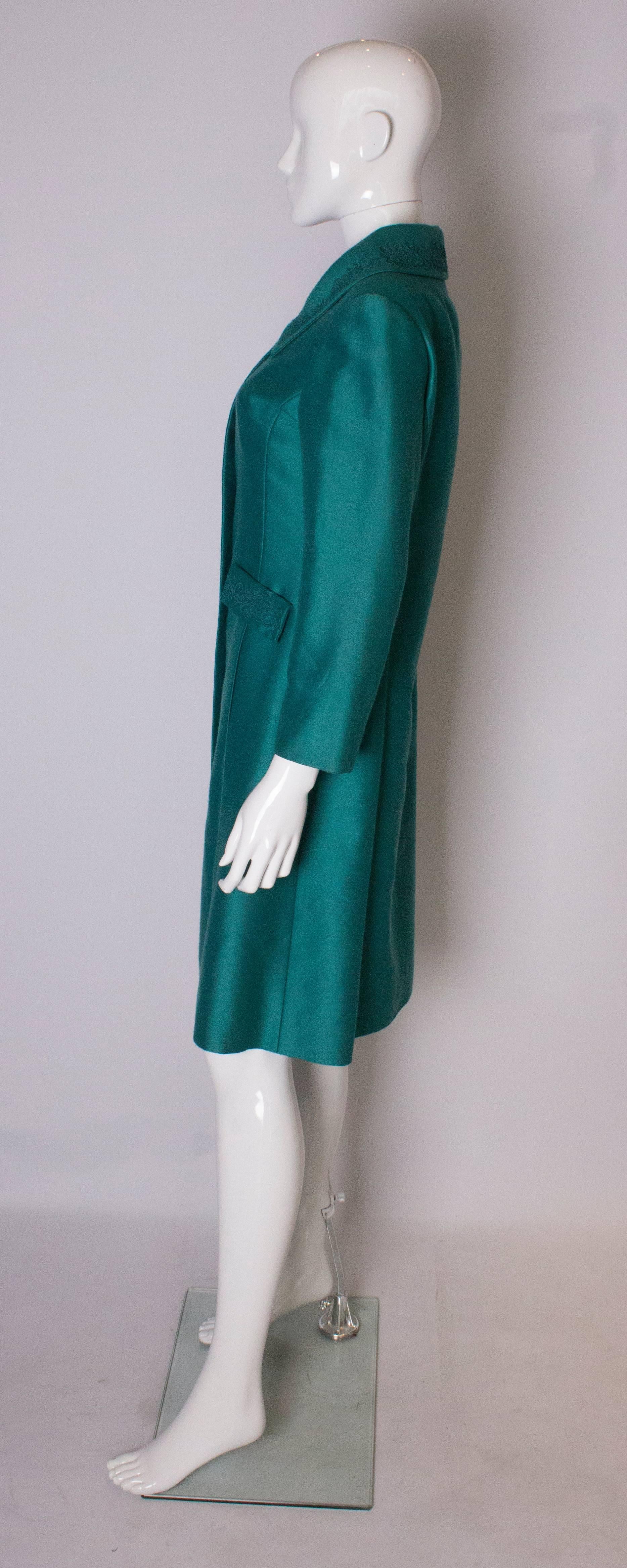 A Vintage 1960s Teal Coloured dress coat /evening jacket In Good Condition In London, GB