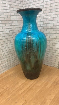 Vintage Teal Floor Vase