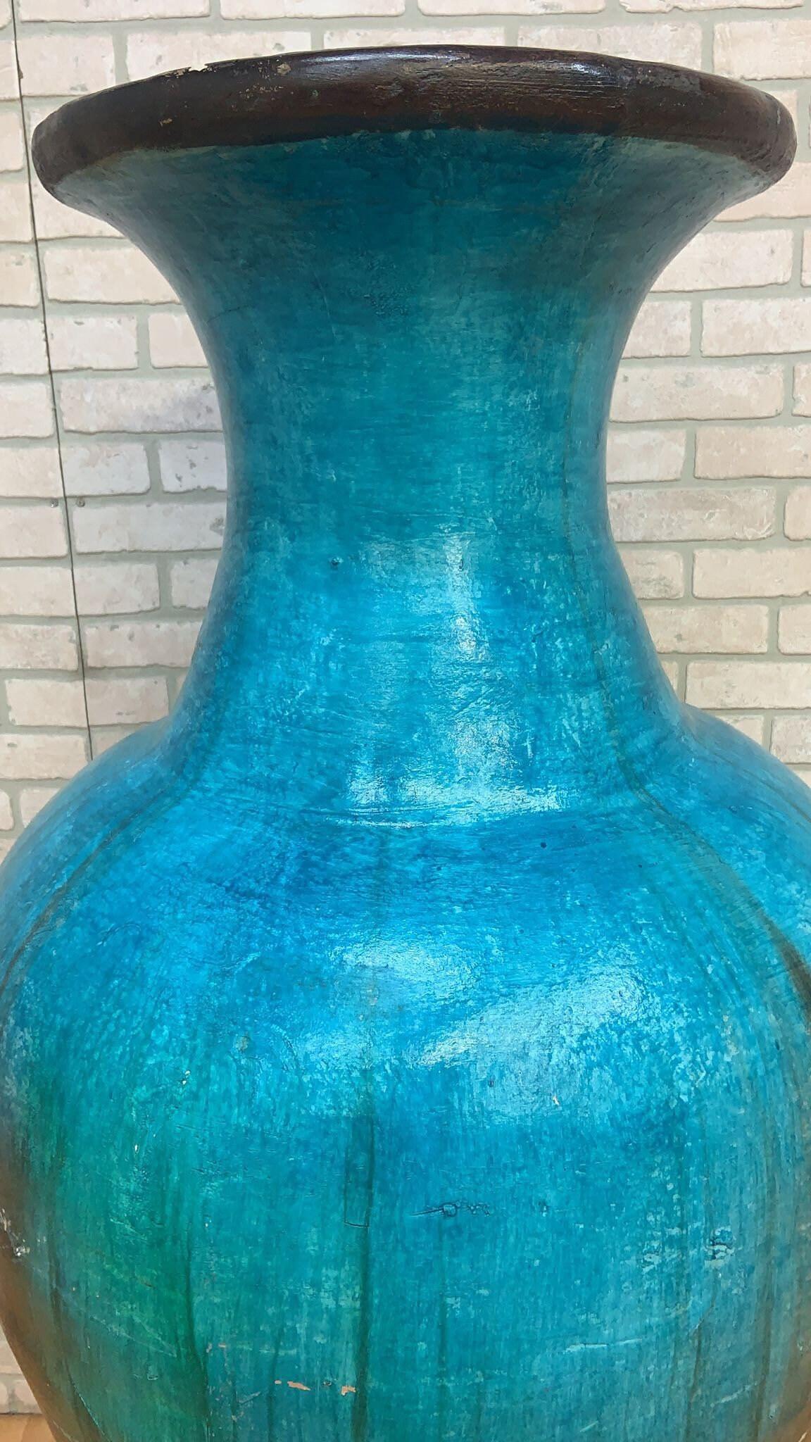 Vintage Teal Boden Vase (Unbekannt) im Angebot