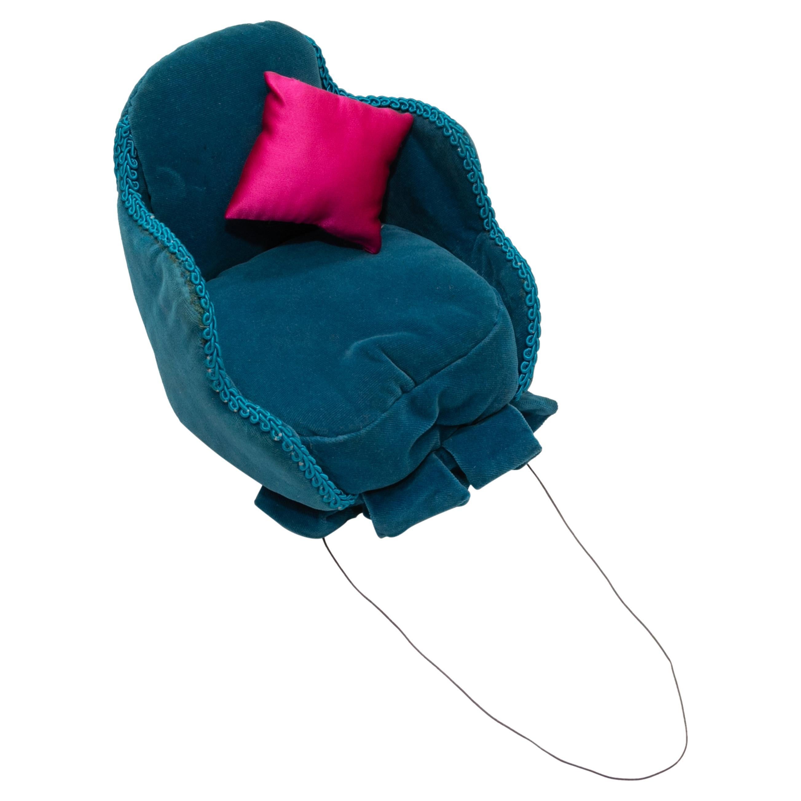 Vintage Teal & Fuchsia Karl Lagerfeld 1985 Chair Hat For Sale