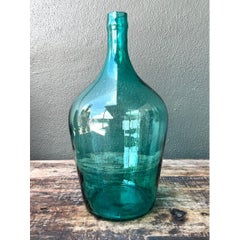 Vintage Teal Glass Demijohn