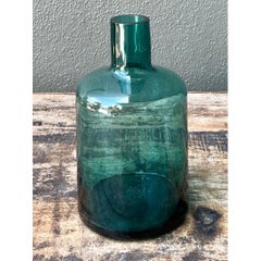 Vintage Teal Glass Vase