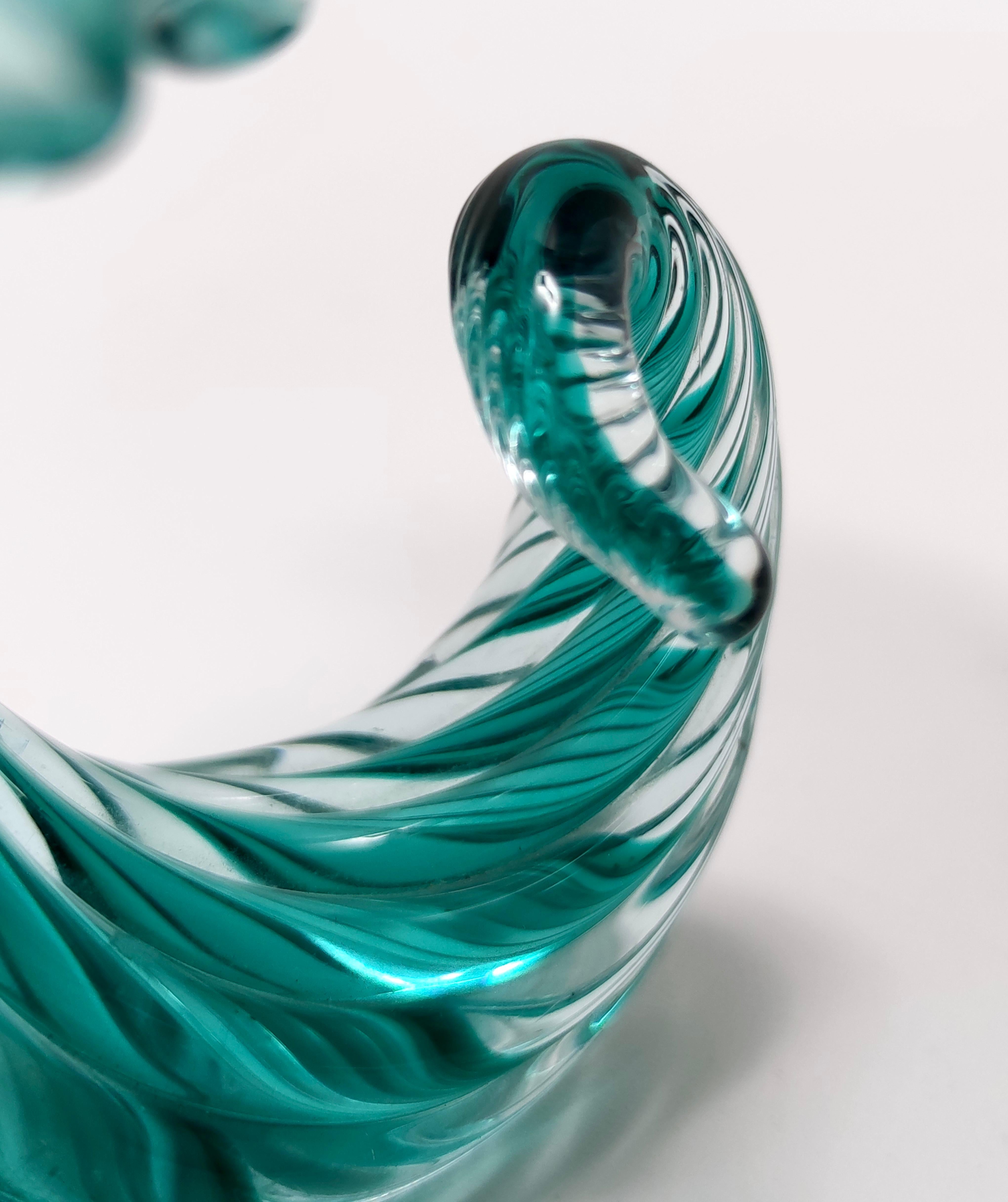 Vase corne d'abondance en verre de Murano sarcelle par Archimede Seguso, Italie en vente 9