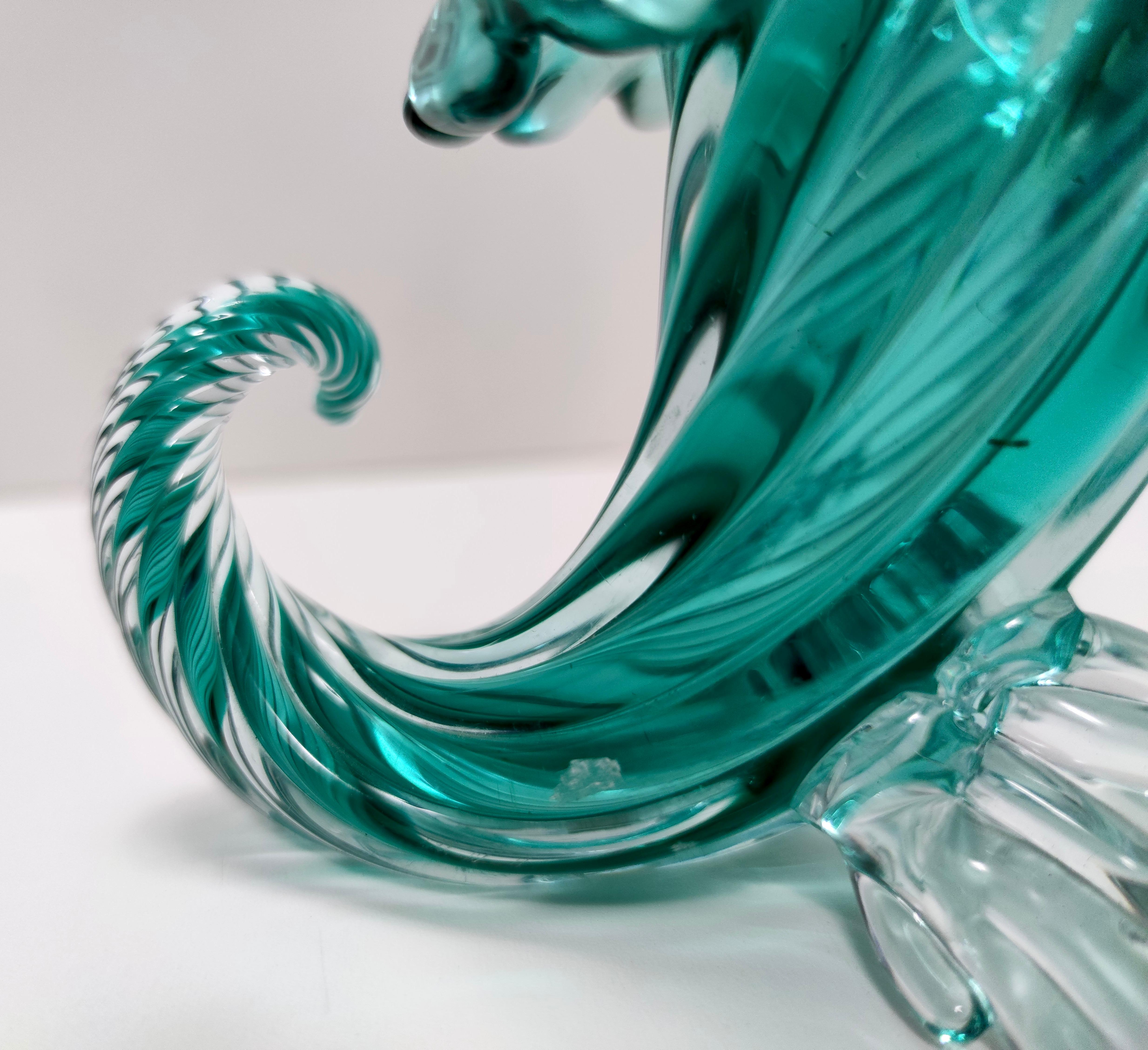Vase corne d'abondance en verre de Murano sarcelle par Archimede Seguso, Italie en vente 10