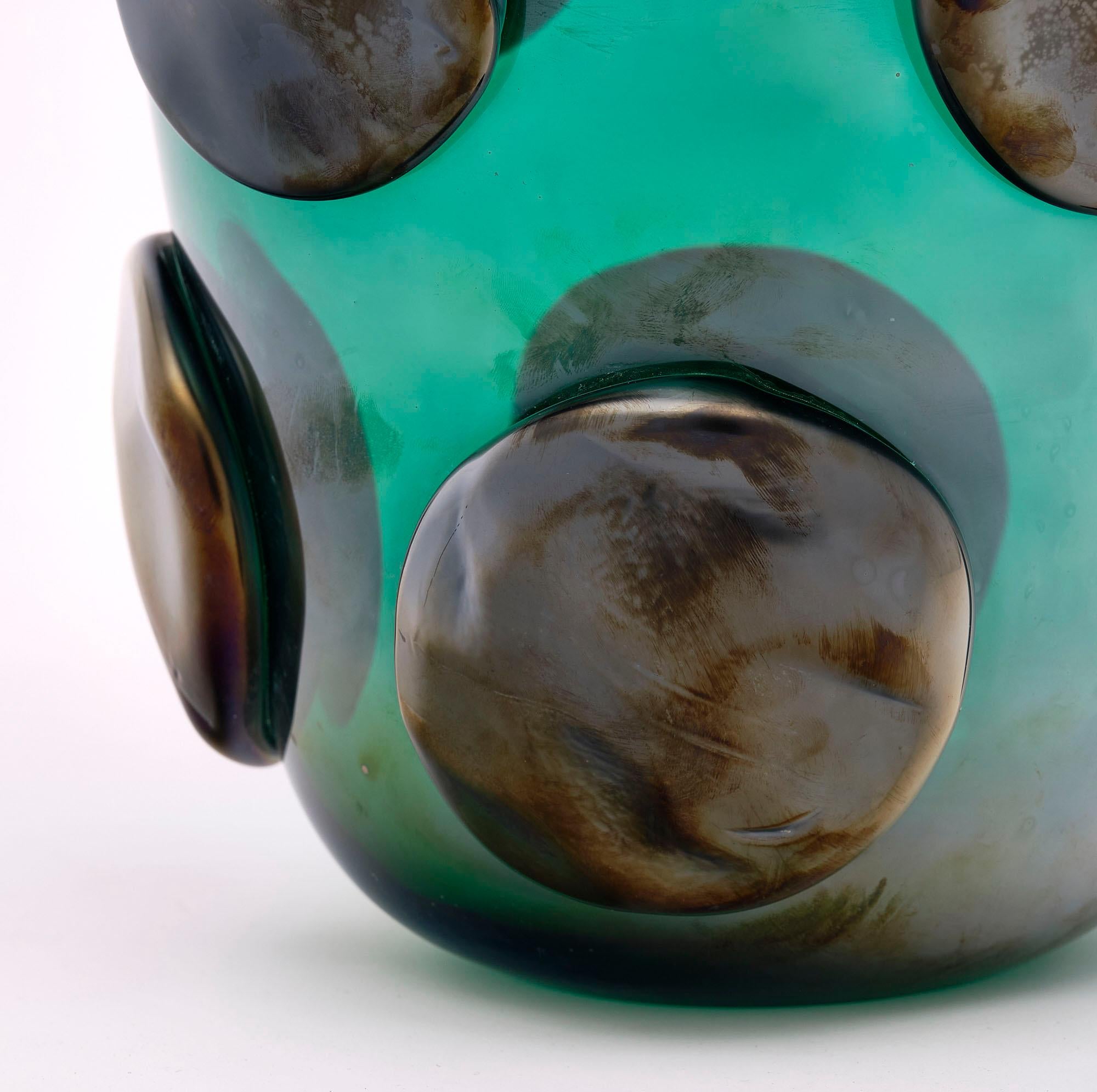 Vintage Teal Murano Glass Vases 2
