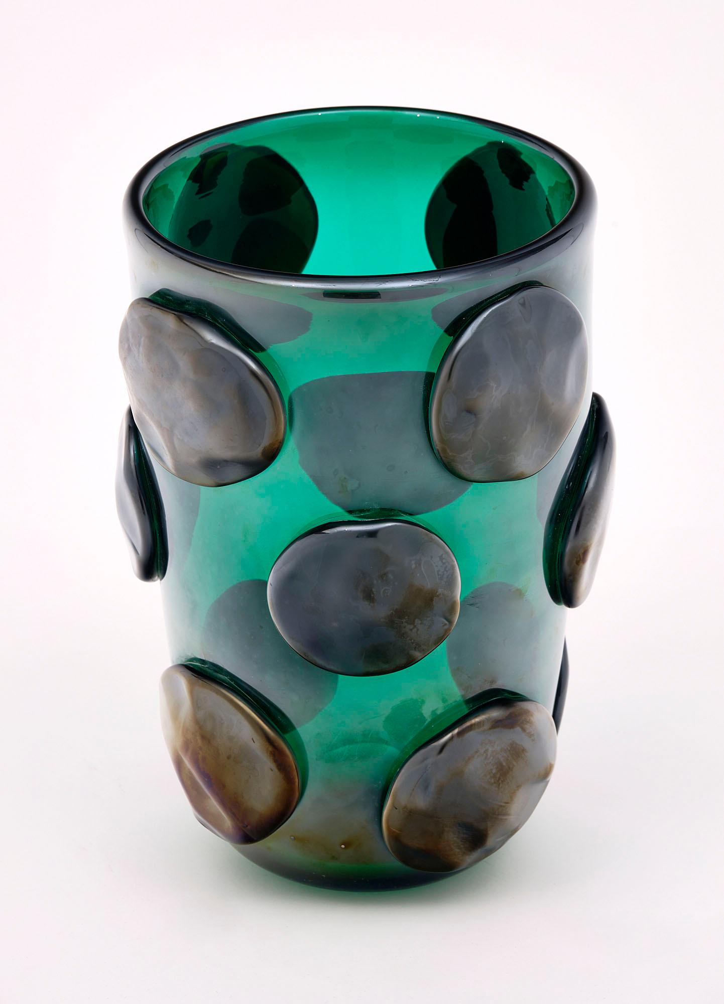 Vintage Teal Murano Glass Vases 3