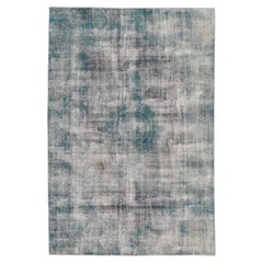 Teal Overdyed Täbris-Wollteppich 5'5''x9'6''