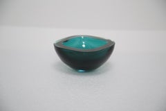Vintage Teal Sommerso Glass Geode Bowl by Archimede Seguso, 1960s