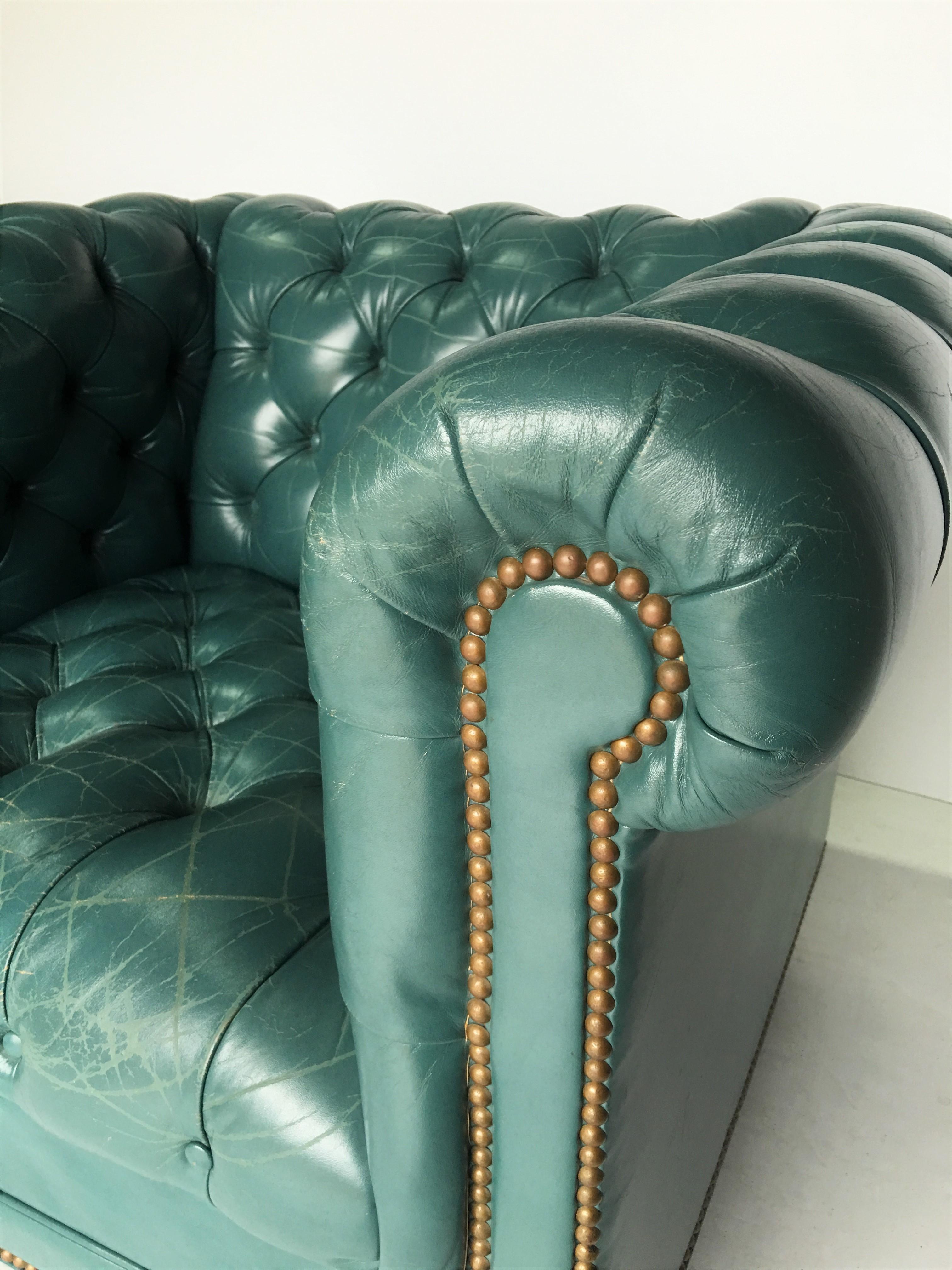 teal chesterfield chair