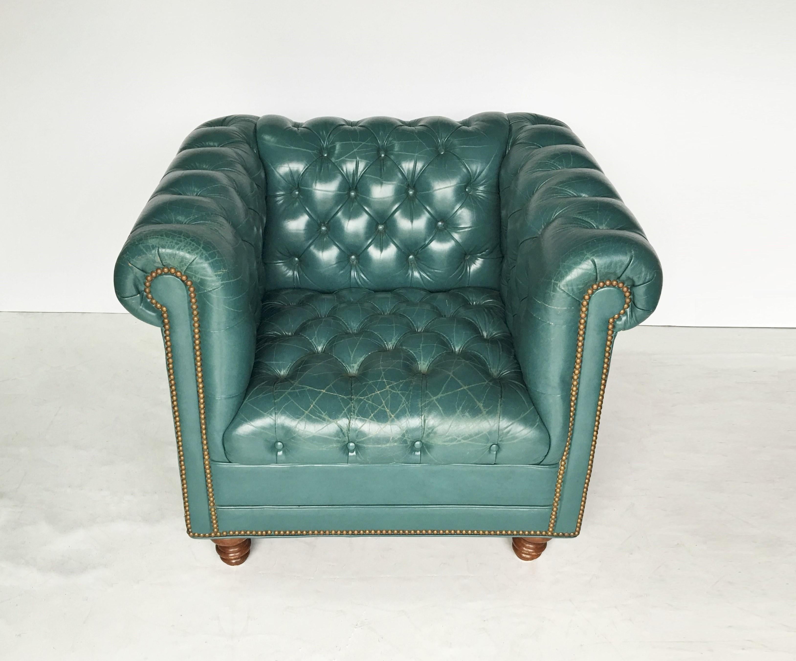 teal tufted chair