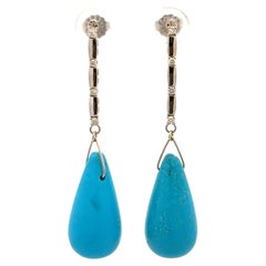 Orecchini a goccia d'epoca in oro con turchese e diamanti