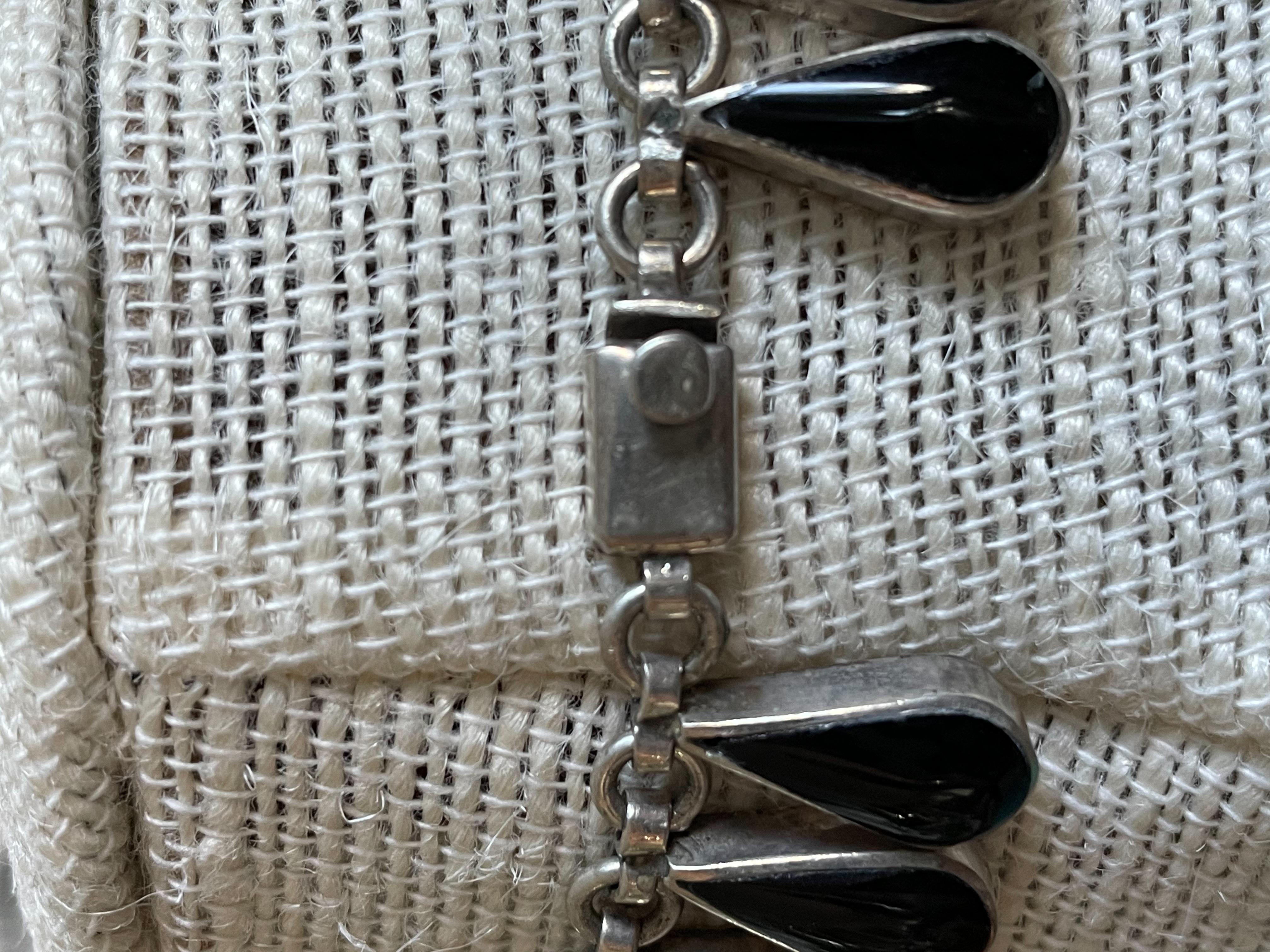 Vintage Teardrop Black Onyx Sterling Silber Girlande Halskette für Damen oder Herren