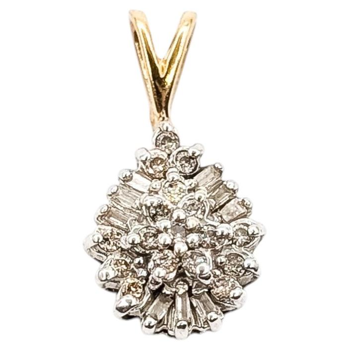 Vintage Teardrop Diamond Pendant in 10k Two-Tone Gold