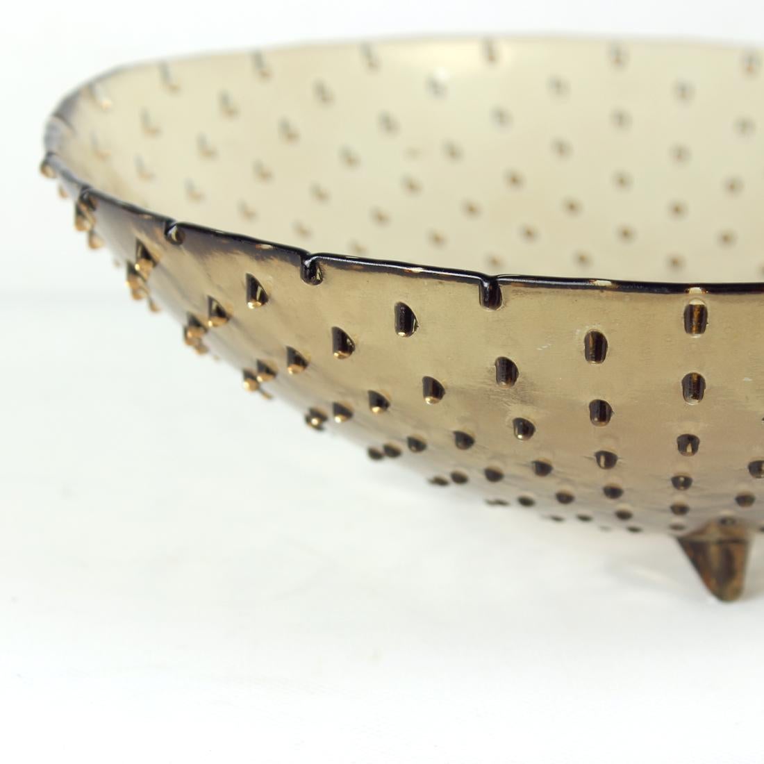 Vintage Teardrop Hobnail Glass Bowl, 1970s In Excellent Condition For Sale In Zohor, SK