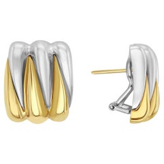 Boucles d'oreilles vintage en forme de goutte ou de vague  Or 14k multi-tons