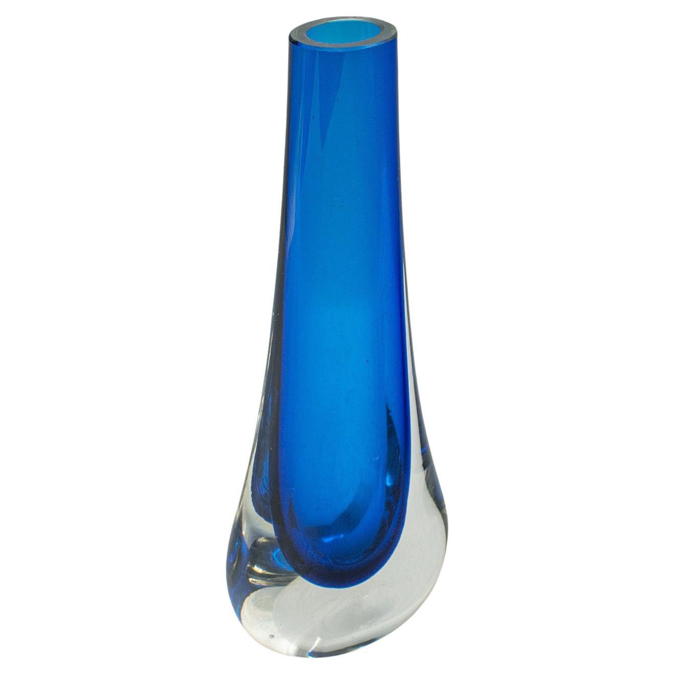 Vintage Teardrop Posy Vase, English, Art Glass, Flower Sleeve, Decor, Display