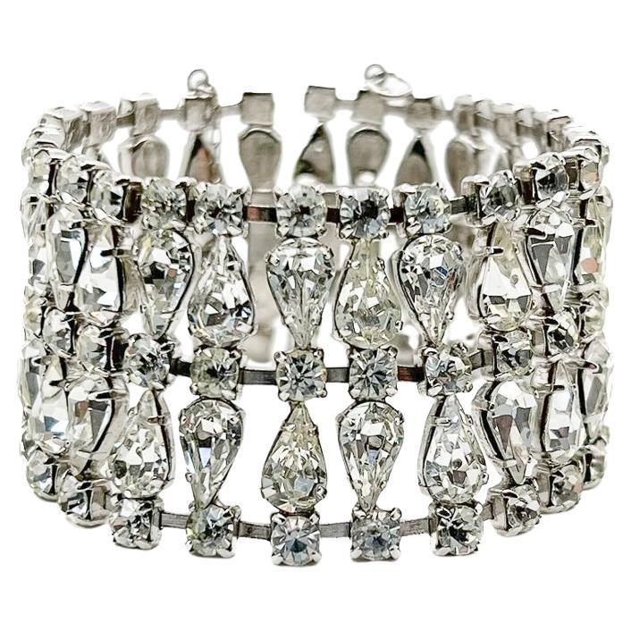 Vintage Teardrop Rhinestone Cocktail Bracelet 1950s