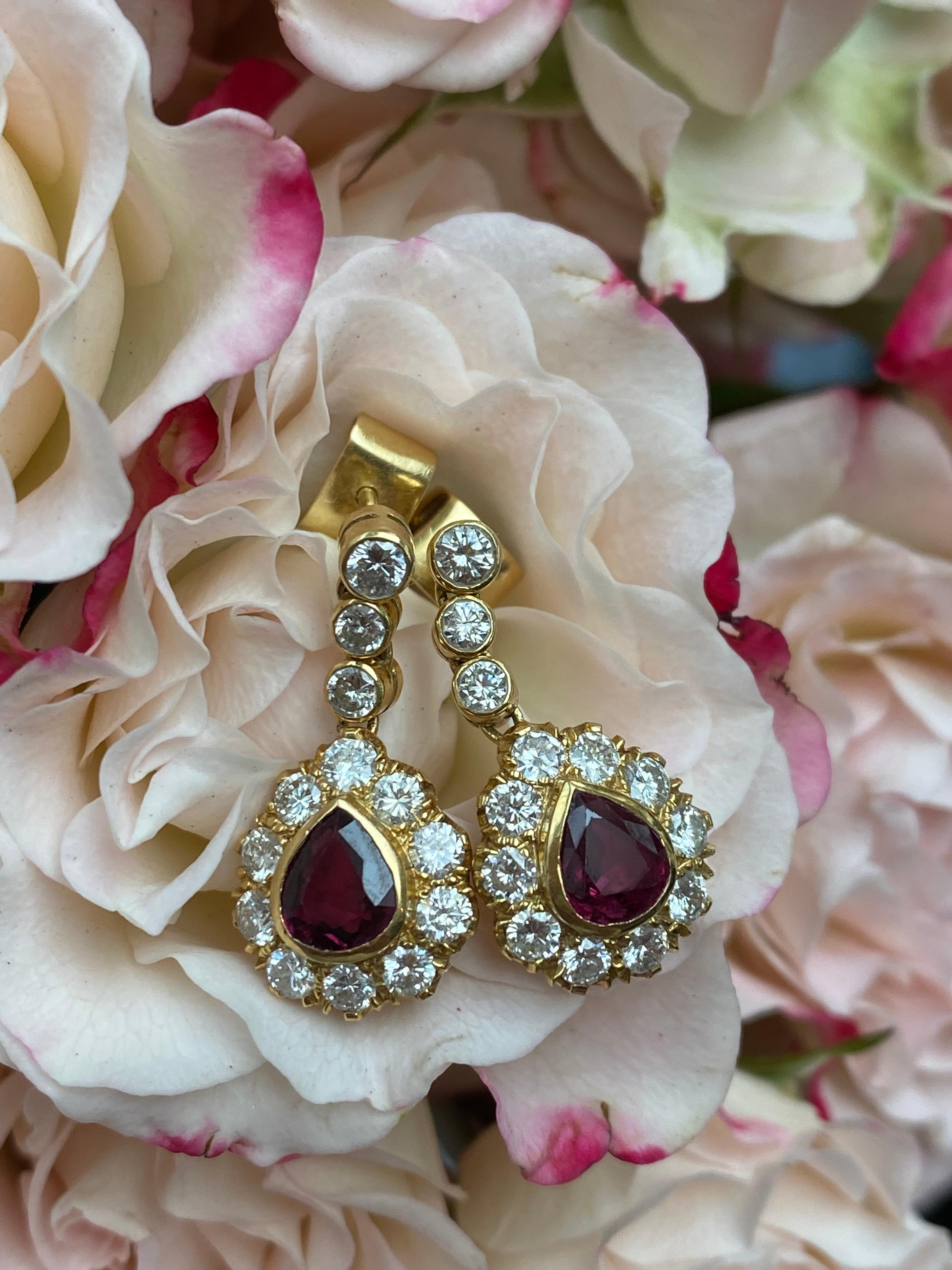 vintage ruby and diamond earrings
