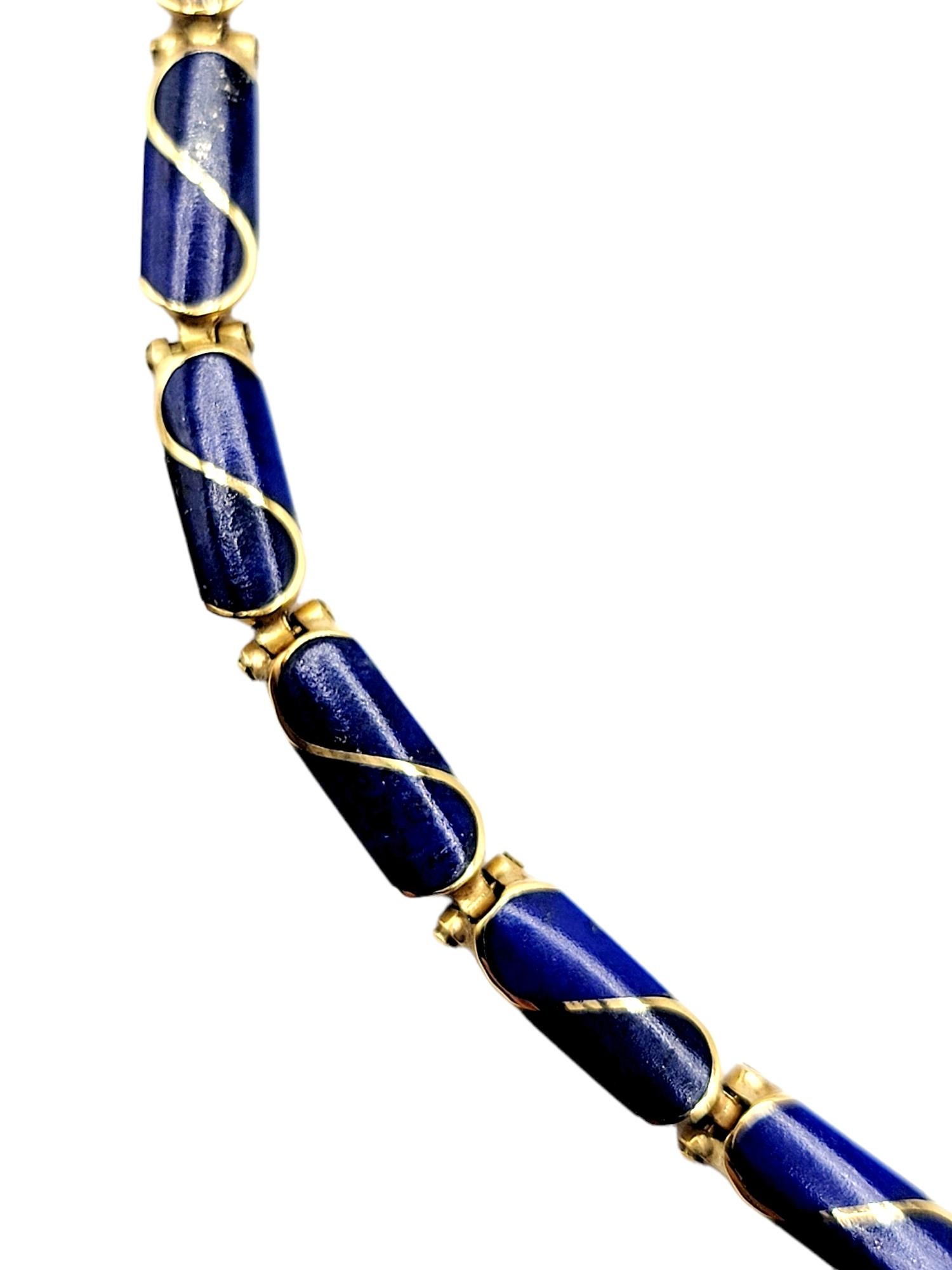 Vintage Tropfen Tablett Lapislazuli Gliederhalsband Halskette 18 Karat Gelbgold (Cabochon) im Angebot