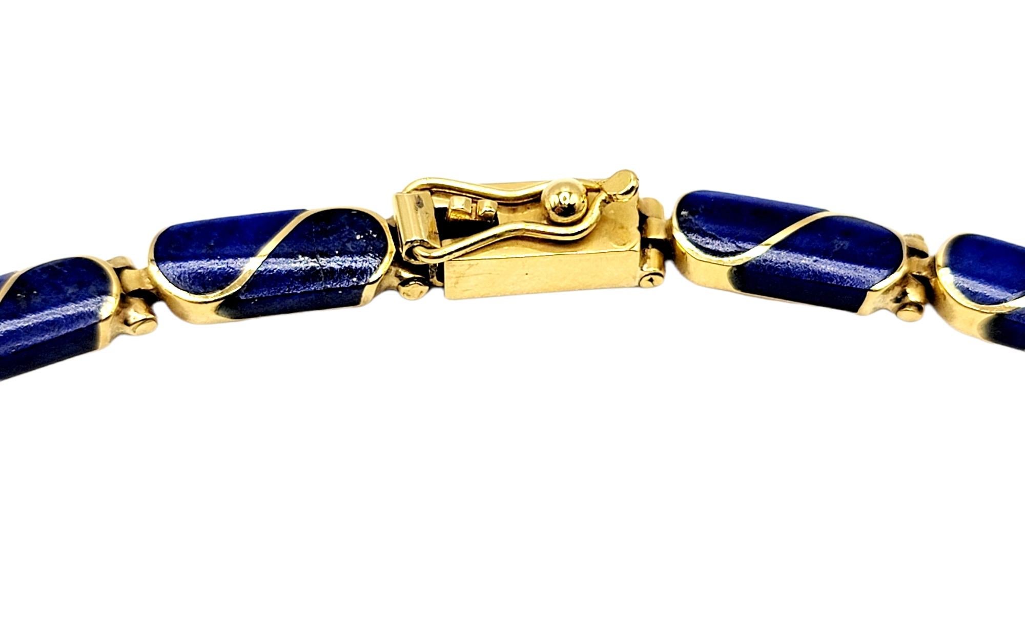 Vintage Tropfen Tablett Lapislazuli Gliederhalsband Halskette 18 Karat Gelbgold im Zustand „Gut“ im Angebot in Scottsdale, AZ