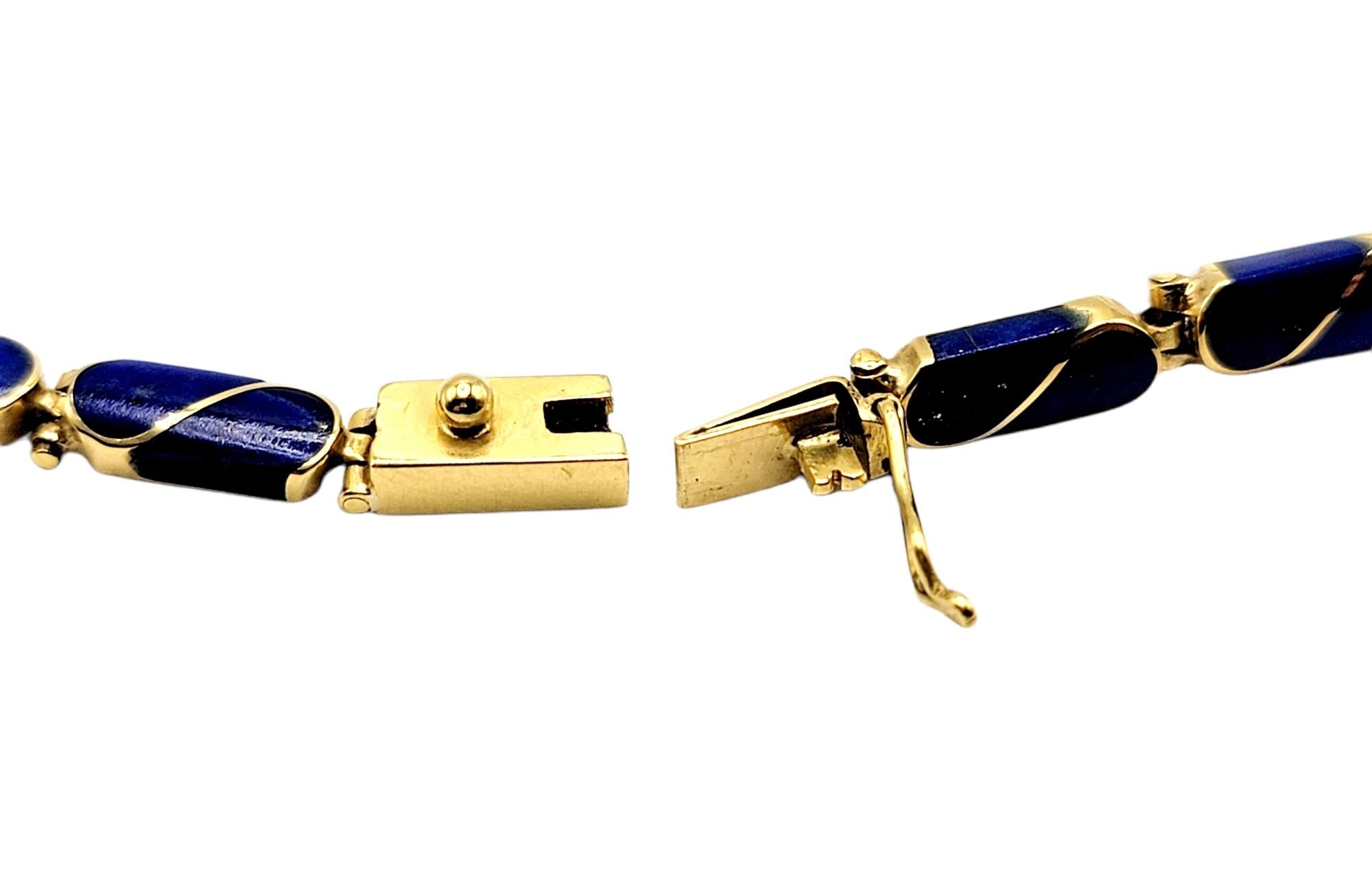 Donna Collana Vintage Teardrop Tablet Lapis Lazuli A Link Oro giallo 18 carati in vendita