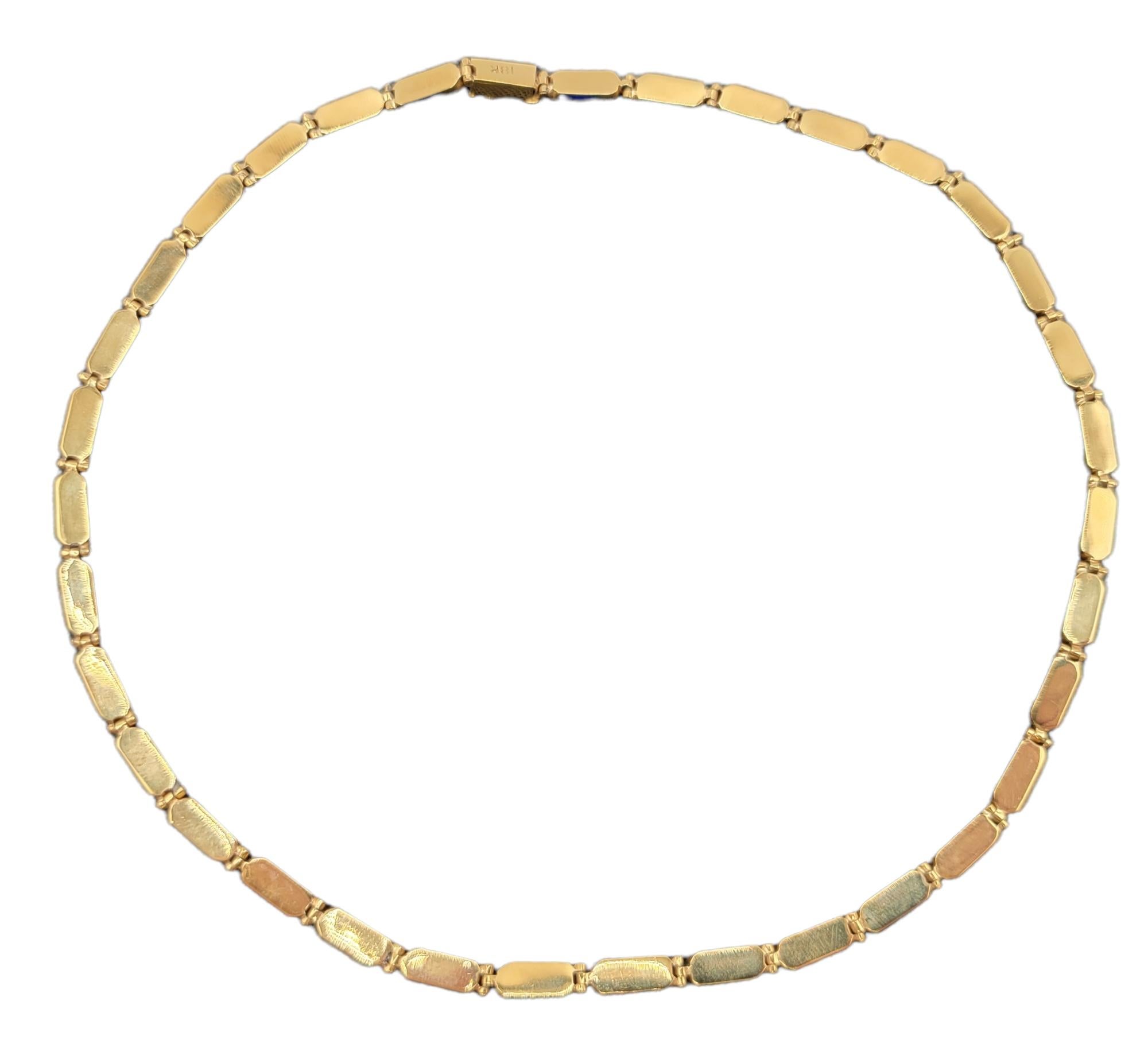 Vintage Teardrop Tablet Lapis Lazuli Link Collar Necklace 18 Karat Yellow Gold In Good Condition For Sale In Scottsdale, AZ