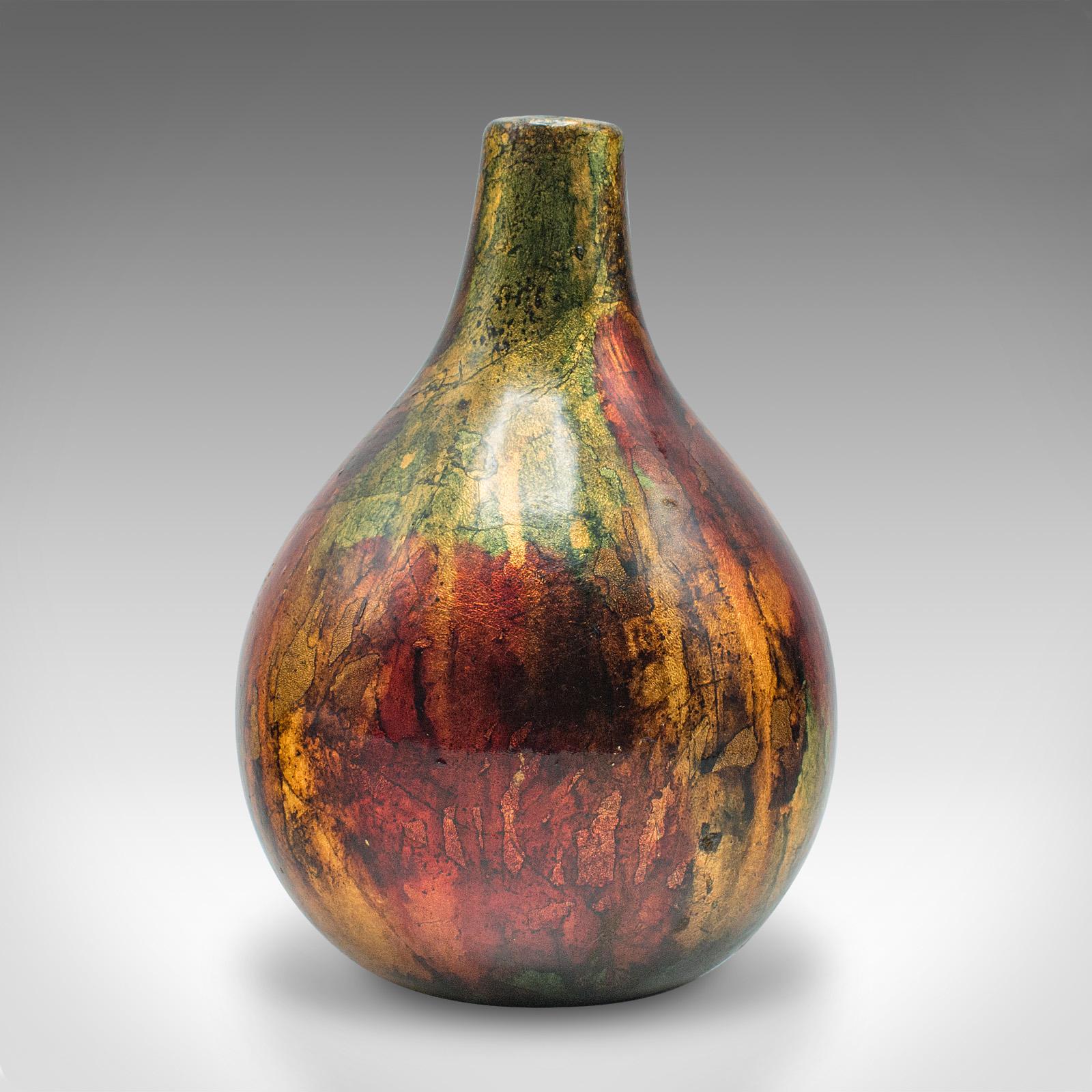 Teardrop-Vase, kontinental, Keramik, Posy-Ärmel, Raku, Studio Pottery im Zustand „Gut“ im Angebot in Hele, Devon, GB