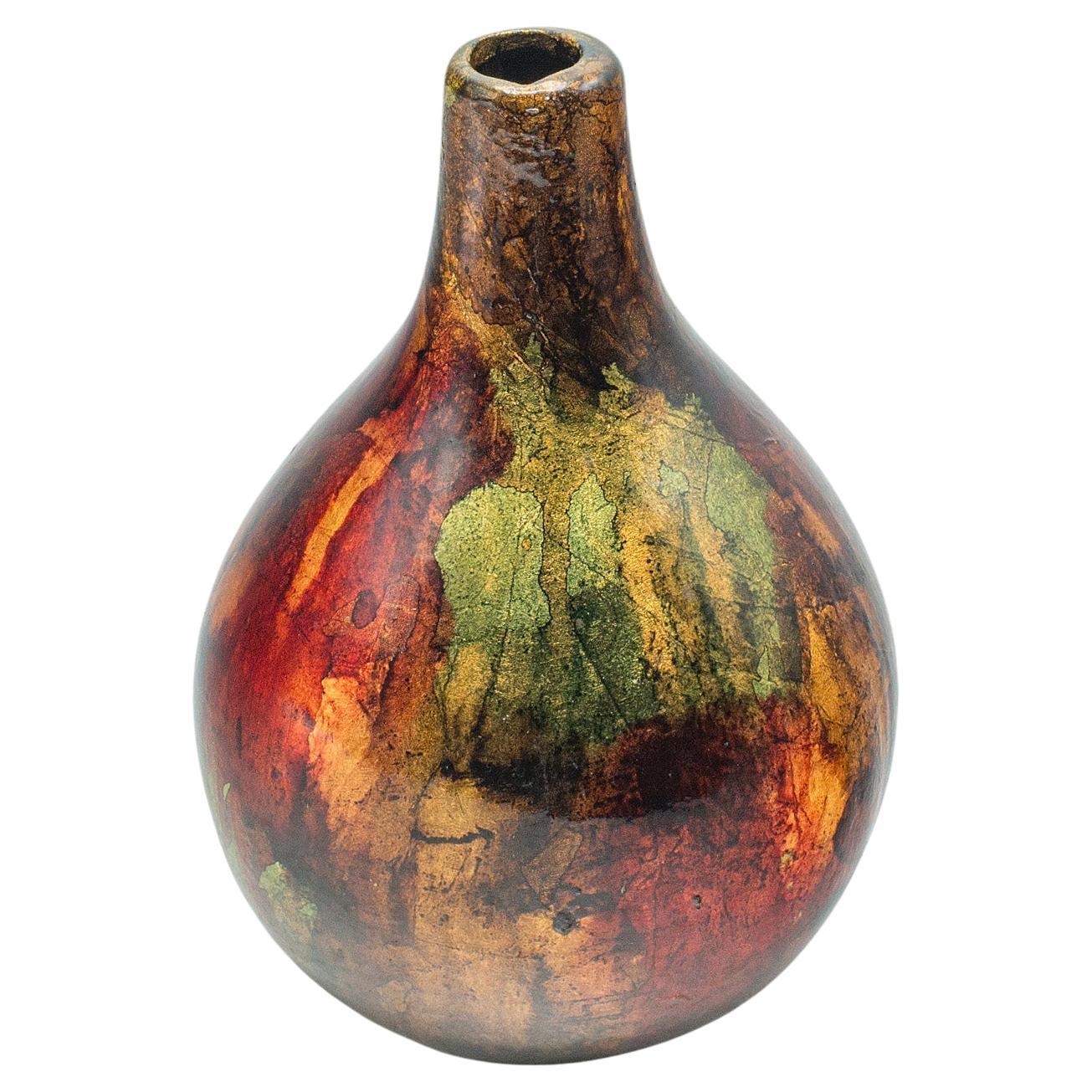 Vintage Teardrop Vase, Continental, Ceramic, Posy Sleeve, Raku, Studio Pottery