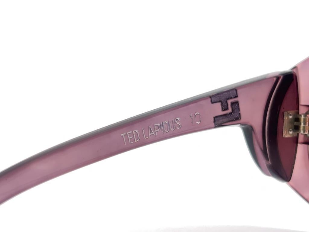 Vintage Ted Lapidus 10 Oversized Translucent Purple 1980'S France Sunglasses For Sale 6