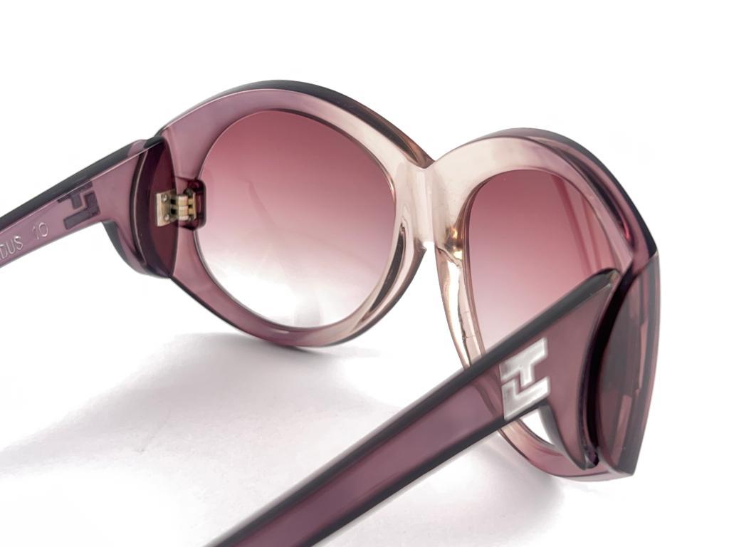 Vintage Ted Lapidus 10 Oversized Translucent Purple 1980'S France Sunglasses For Sale 7