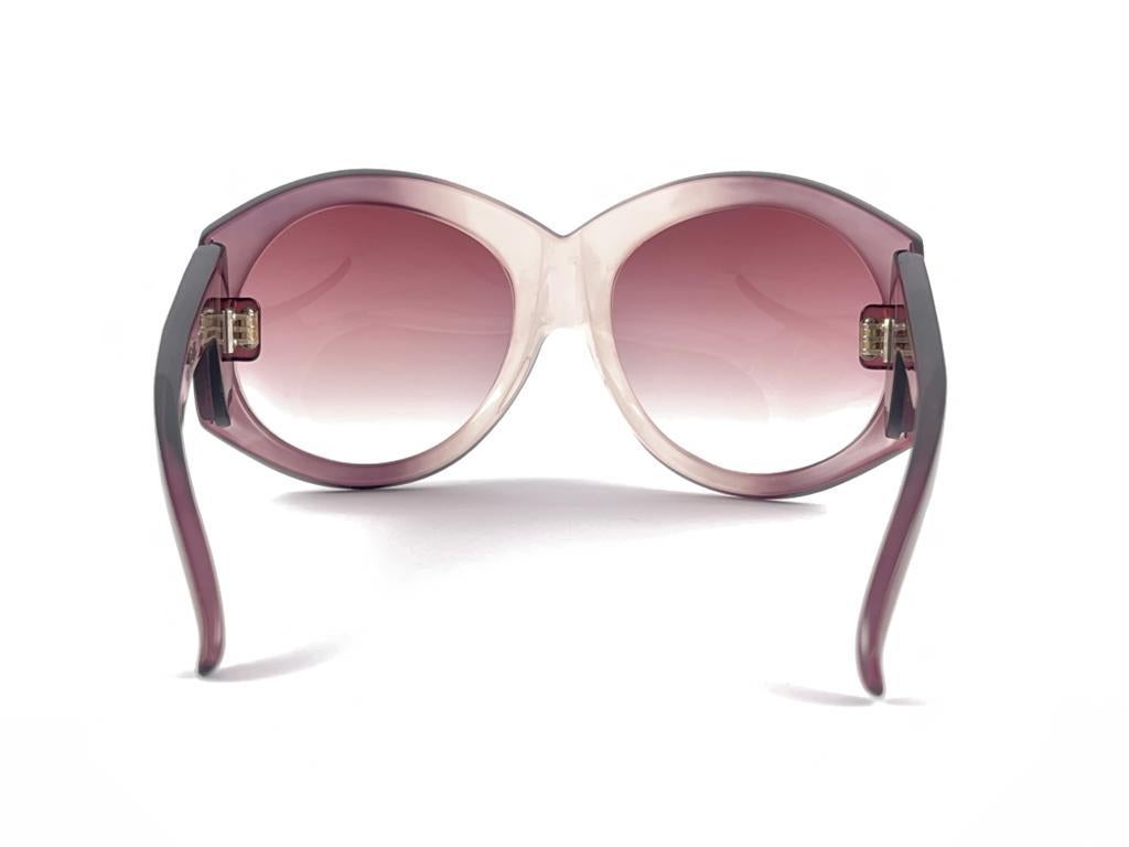 Vintage Ted Lapidus 10 Oversized Translucent Purple 1980'S France Sunglasses For Sale 8