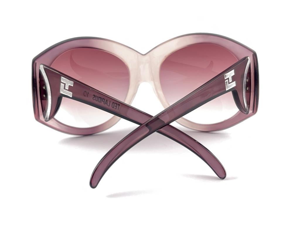 Vintage Ted Lapidus 10 Oversized Translucent Purple 1980'S France Sunglasses For Sale 9
