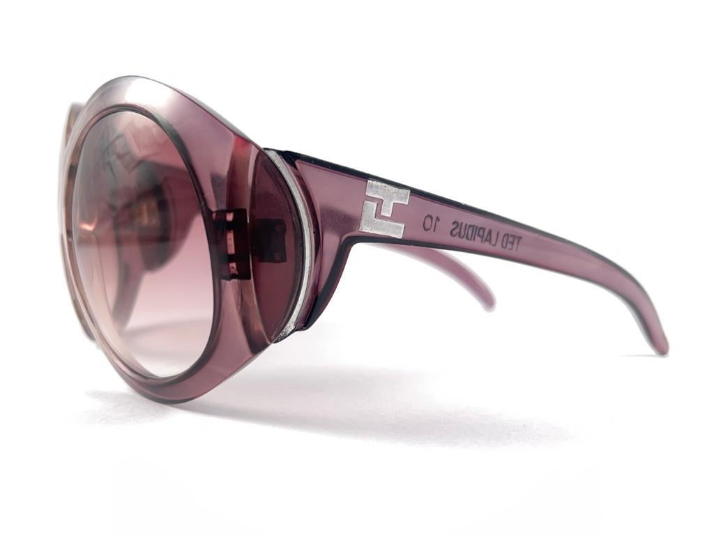 Brown Vintage Ted Lapidus 10 Oversized Translucent Purple 1980'S France Sunglasses For Sale