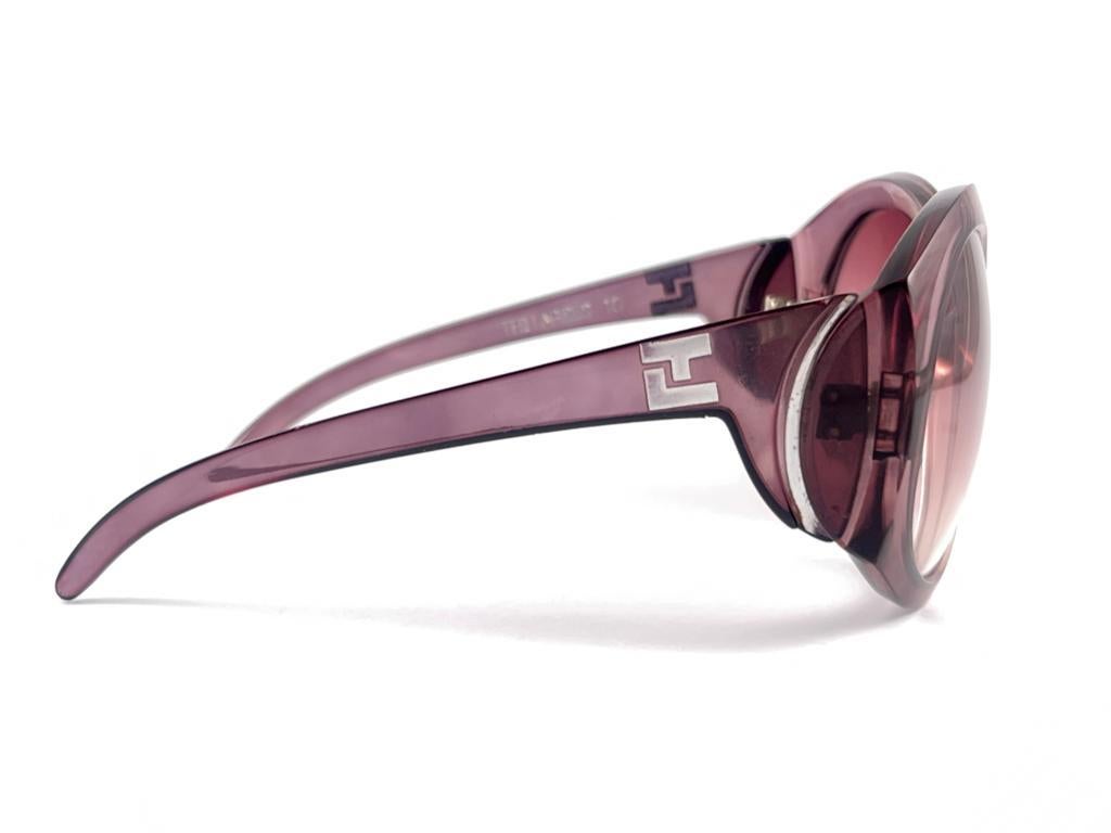 Women's Vintage Ted Lapidus 10 Oversized Translucent Purple 1980'S France Sunglasses For Sale