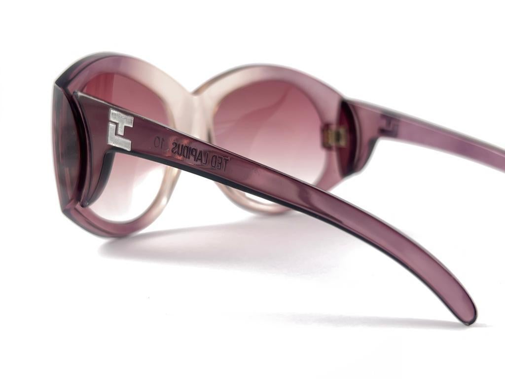 Vintage Ted Lapidus 10 Oversized Translucent Purple 1980'S France Sunglasses For Sale 1