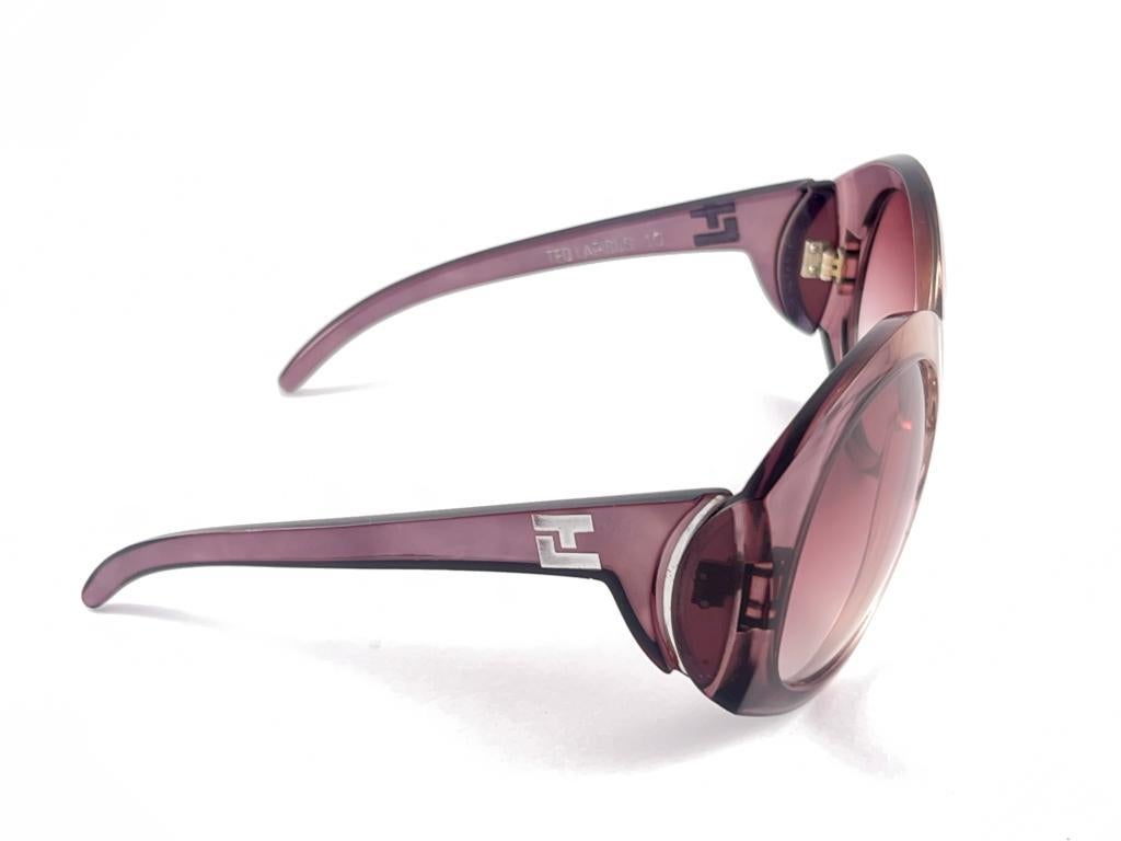 Vintage Ted Lapidus 10 Oversized Translucent Purple 1980'S France Sunglasses For Sale 3