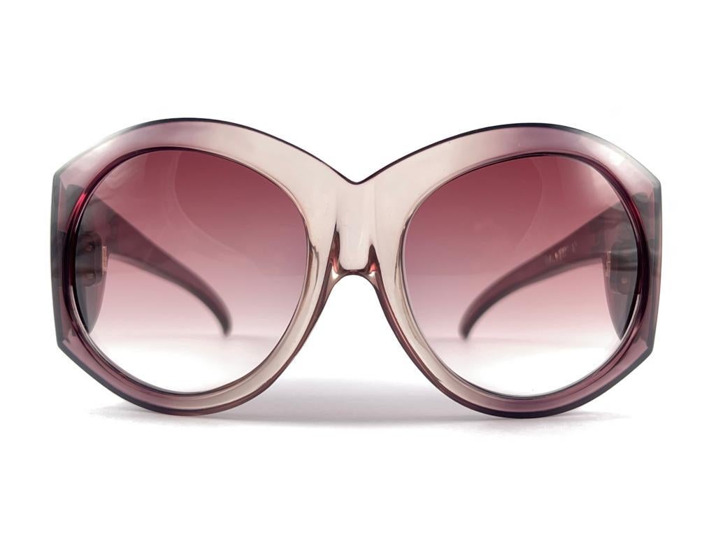 Vintage Ted Lapidus 10 Oversized Translucent Purple 1980'S France Sunglasses For Sale 4