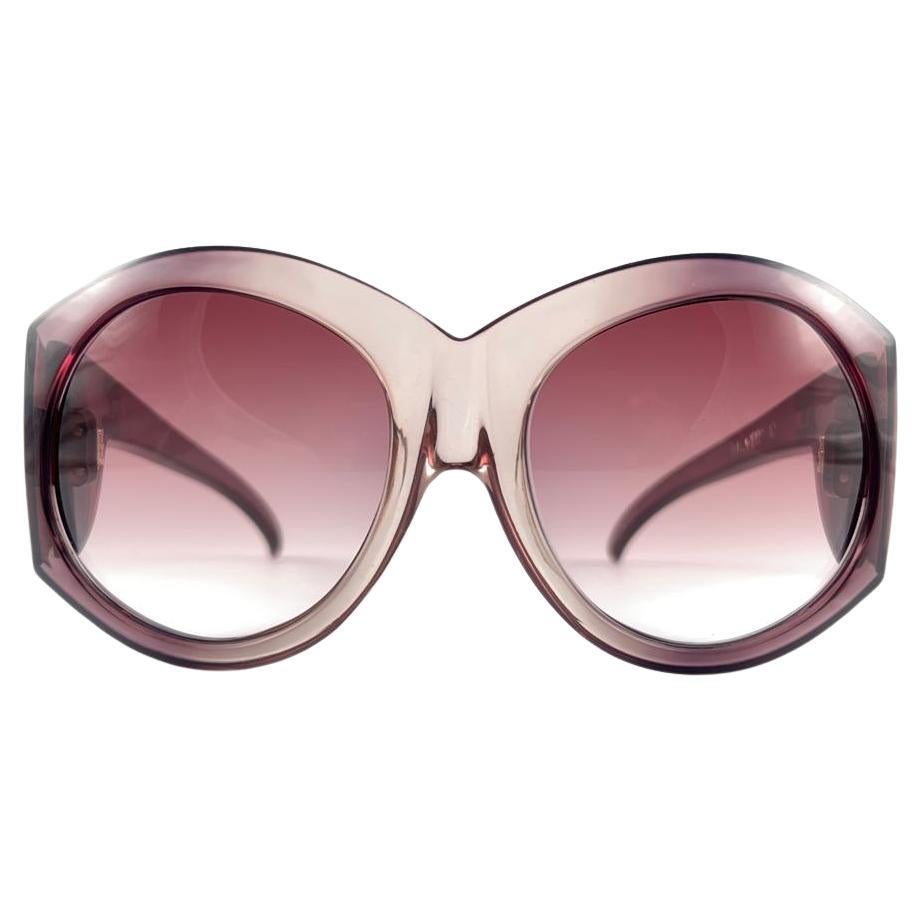 Vintage Ted Lapidus 10 Oversized Translucent Purple 1980'S France Sunglasses For Sale