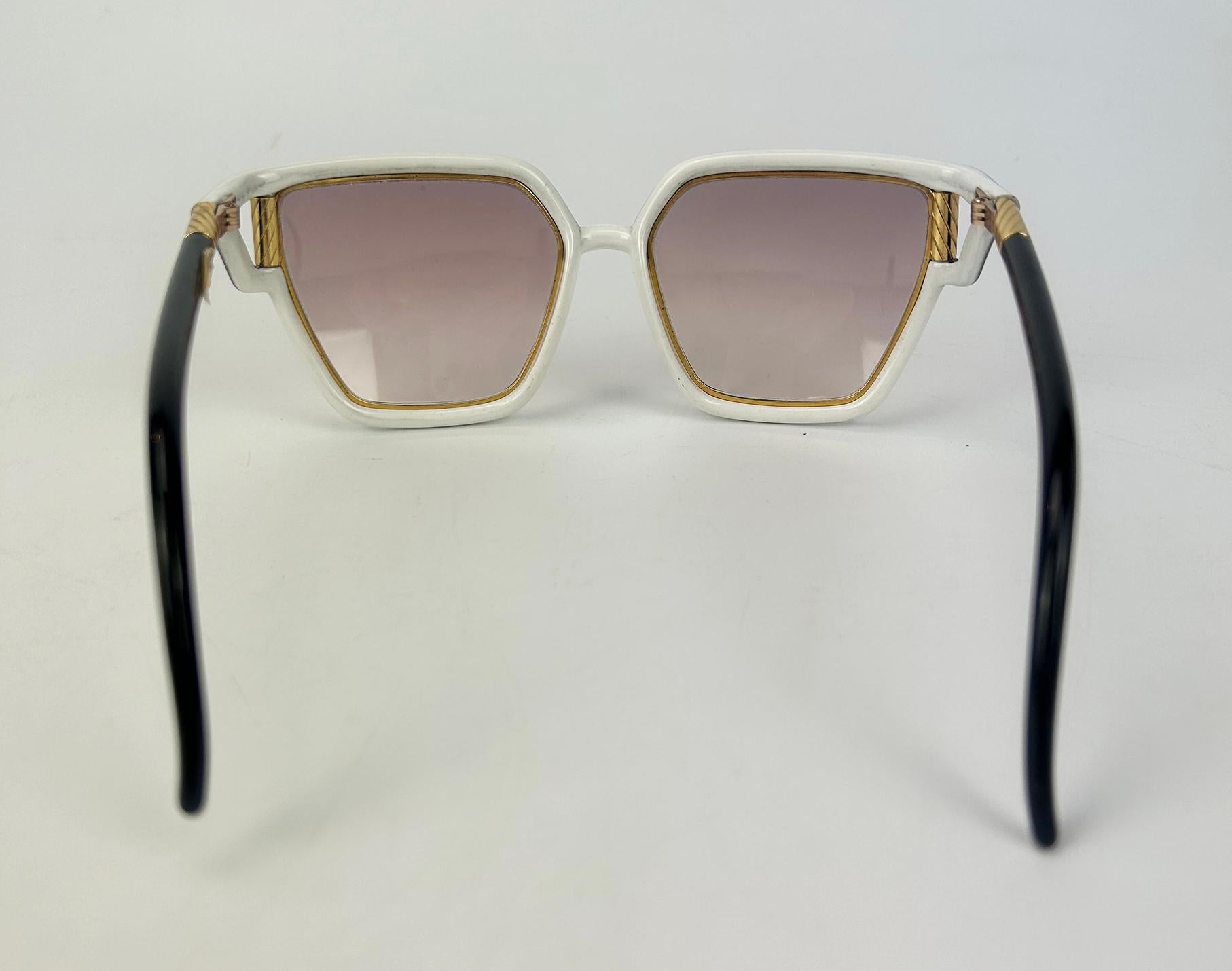 Vintage Ted Lapidus Black White and Gold Sunglasses c1970s For Sale 6