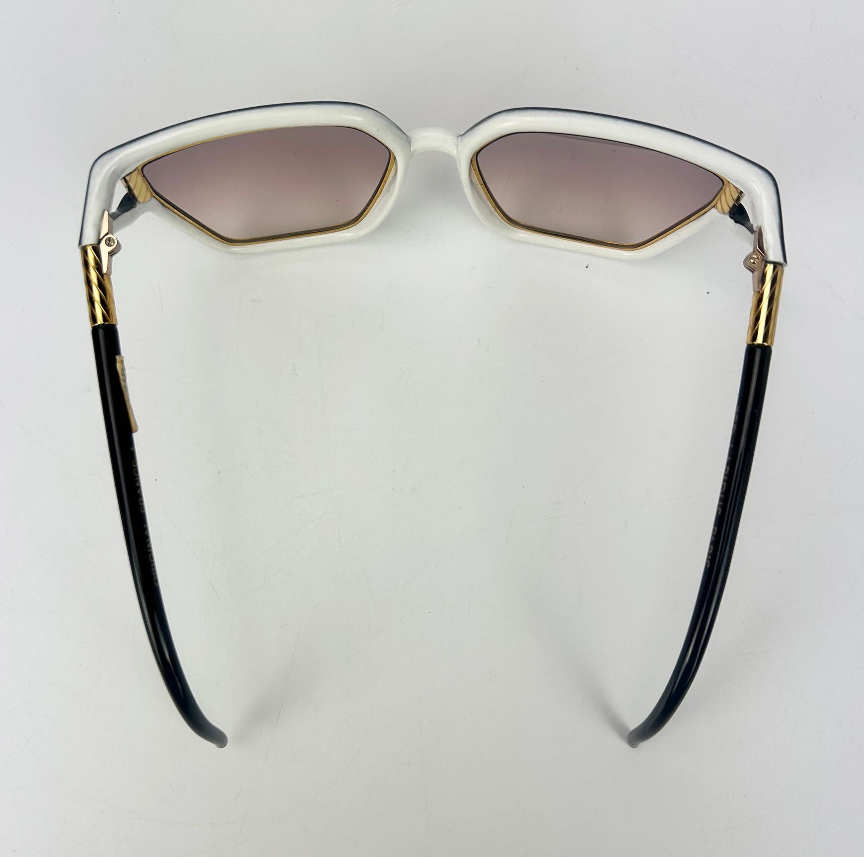 Vintage Ted Lapidus Black White and Gold Sunglasses c1970s For Sale 7