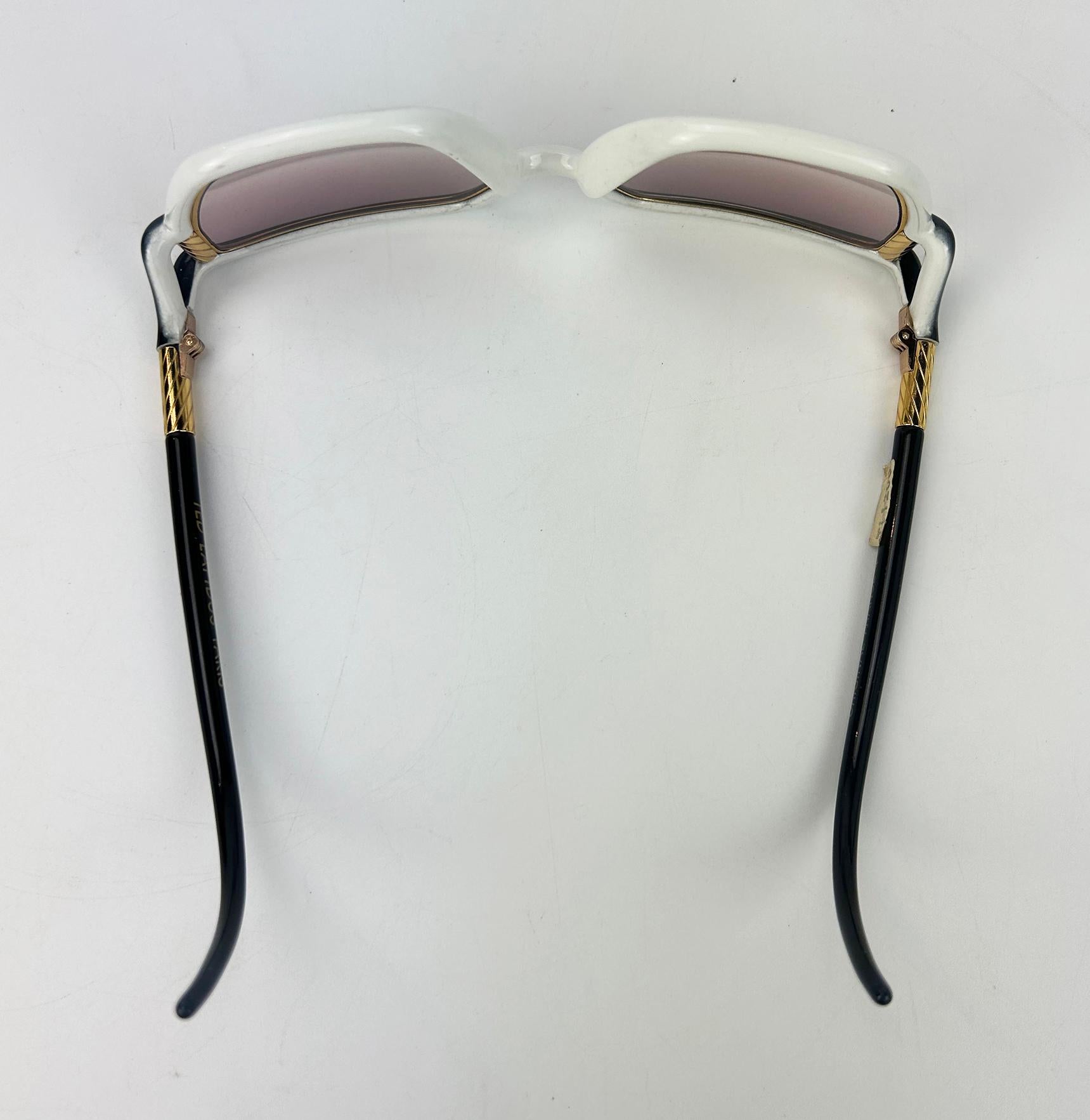 Vintage Ted Lapidus Black White and Gold Sunglasses c1970s For Sale 8