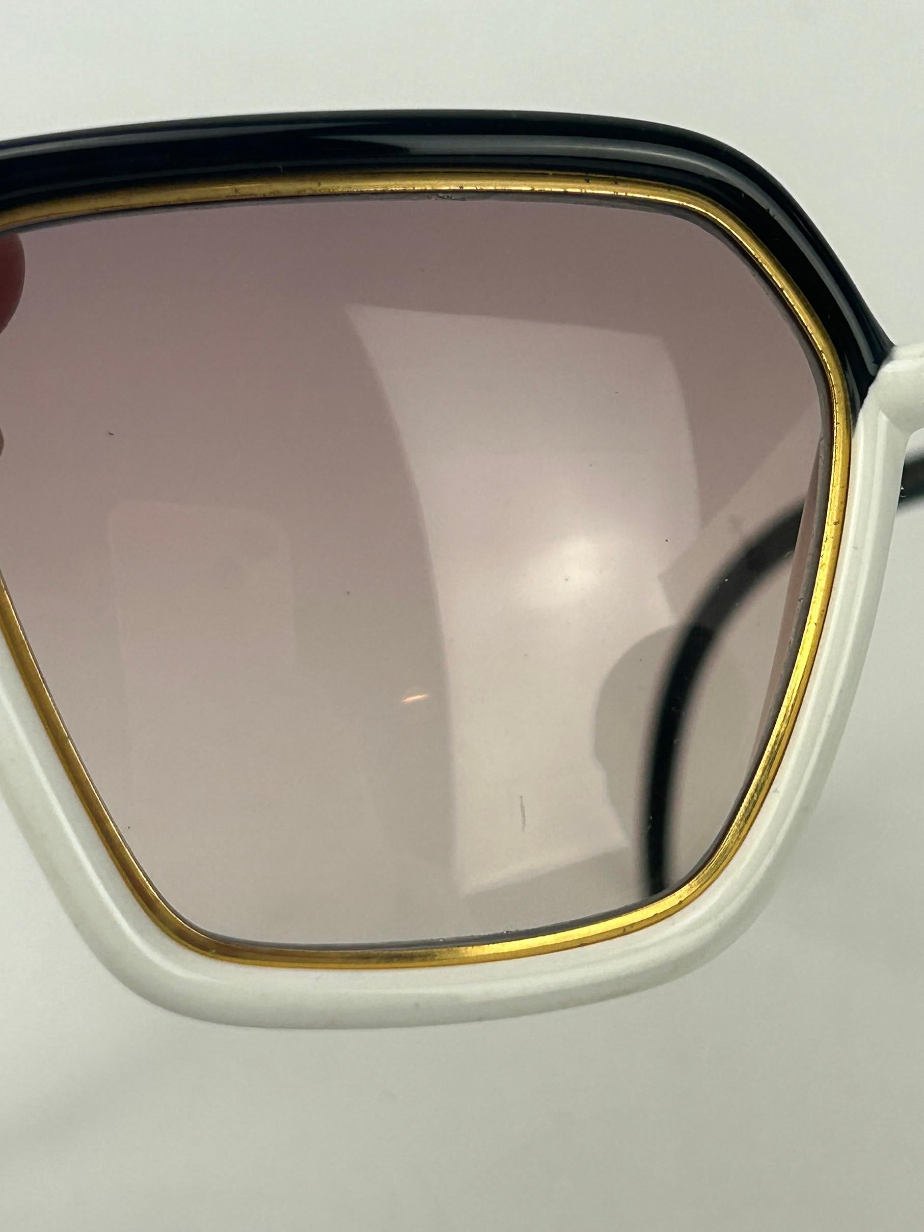 Vintage Ted Lapidus Black White and Gold Sunglasses c1970s For Sale 10