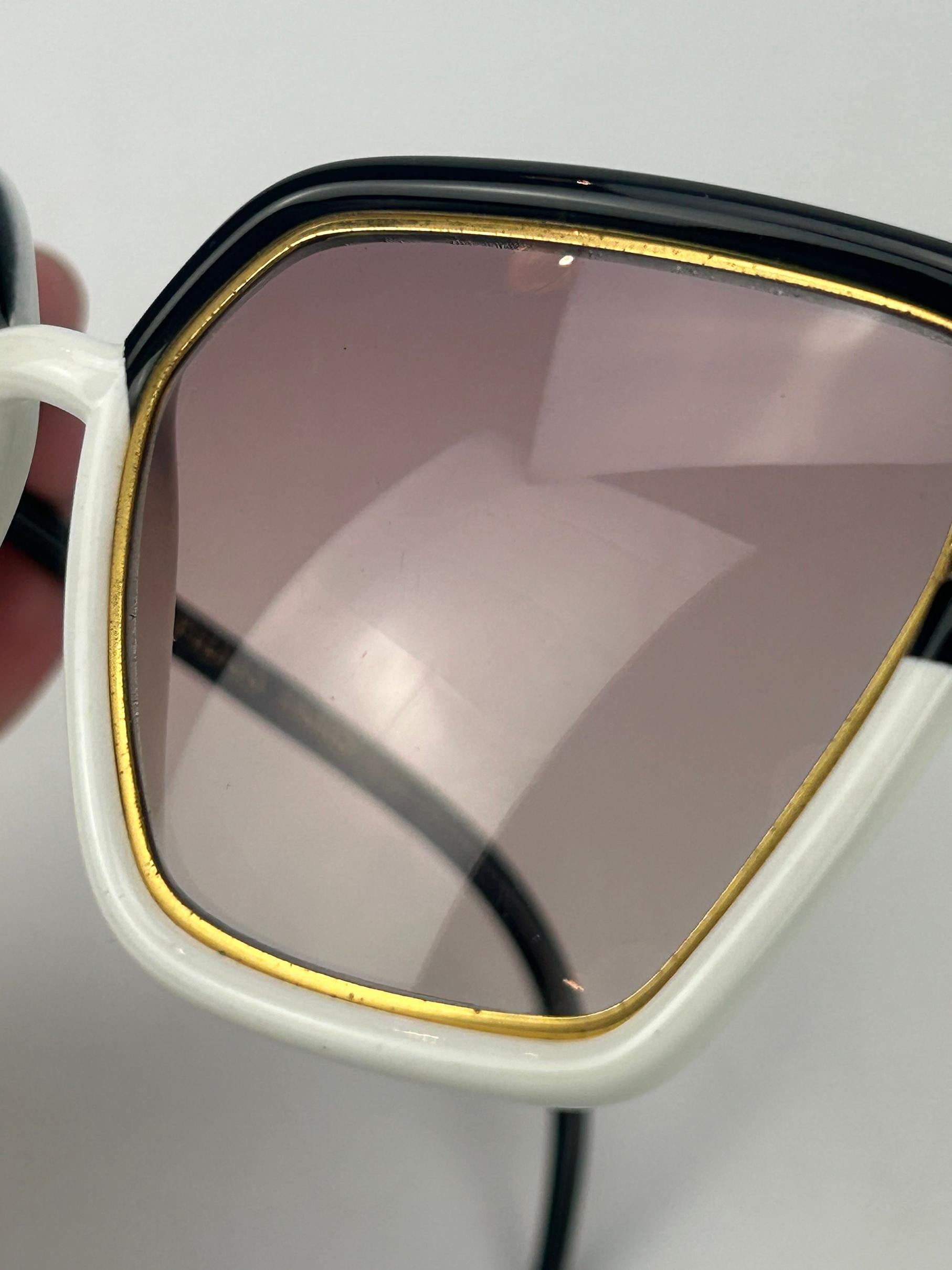 Vintage Ted Lapidus Black White and Gold Sunglasses c1970s For Sale 11