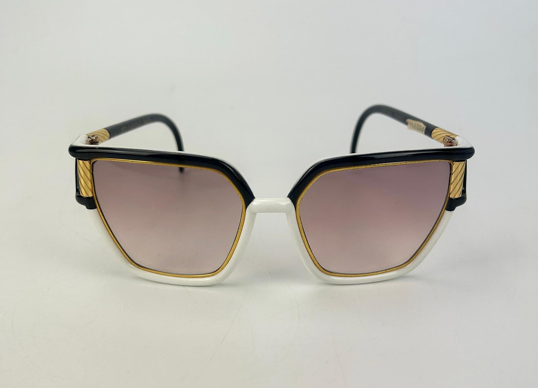 Vintage Ted Lapidus Black White and Gold Sunglasses c1970s For Sale 1