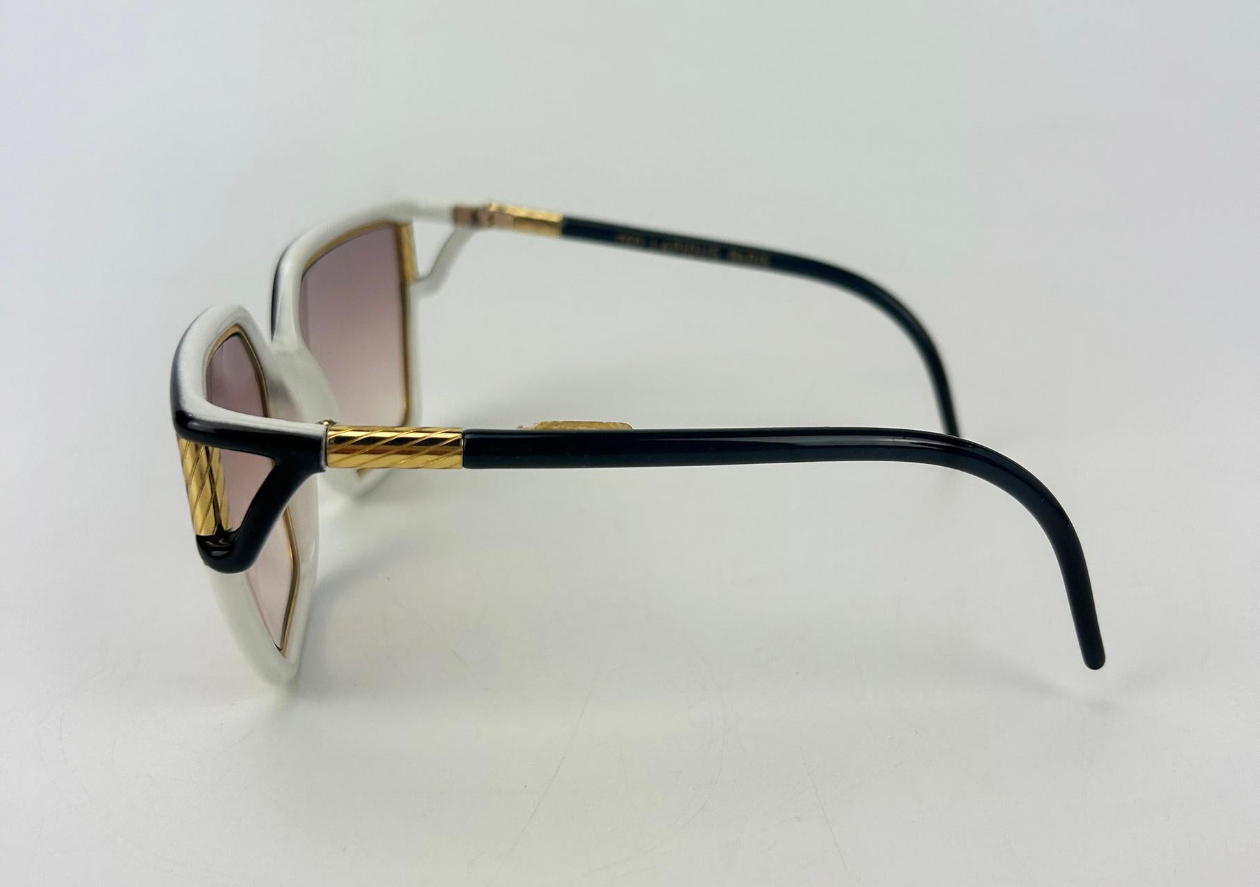Vintage Ted Lapidus Black White and Gold Sunglasses c1970s For Sale 2
